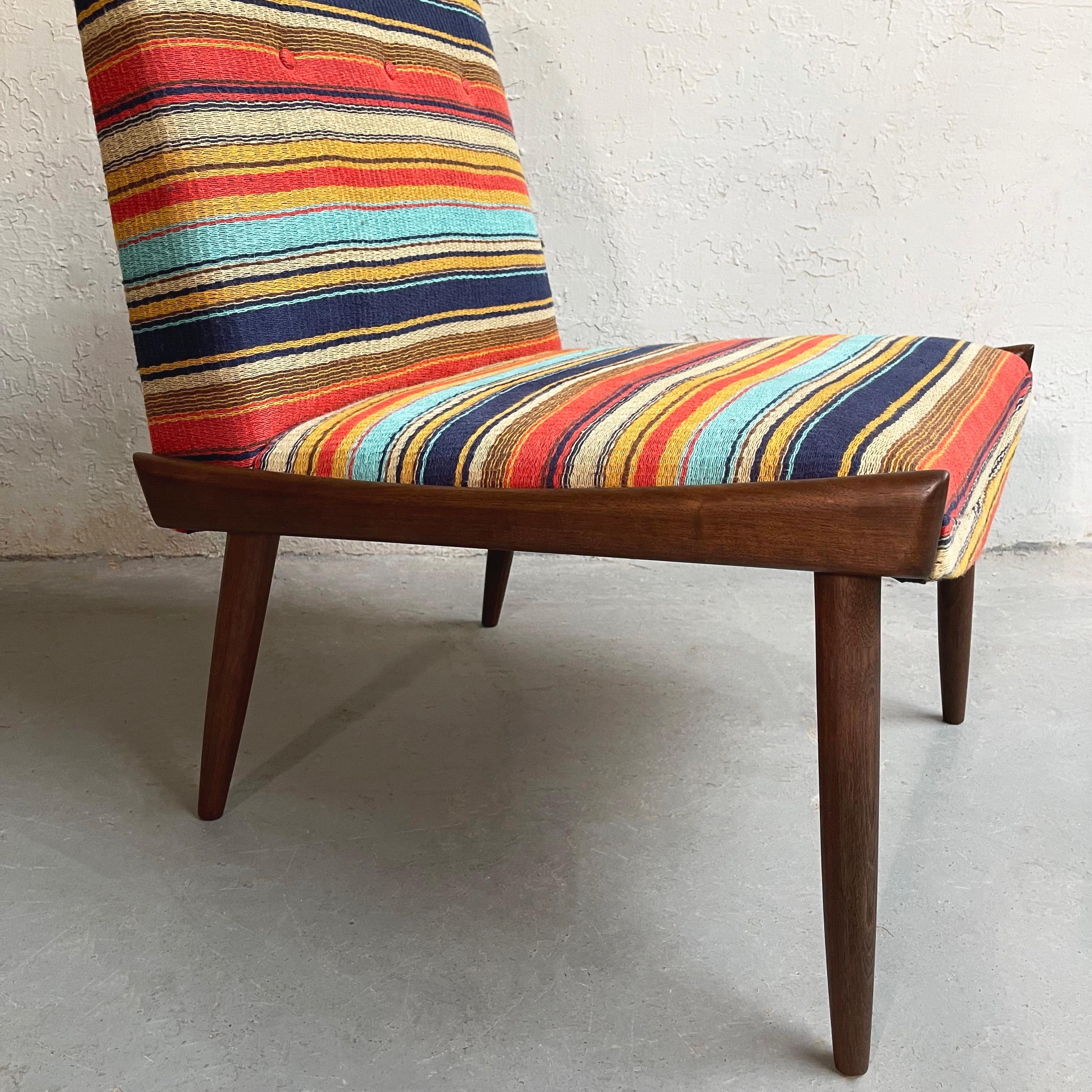 Mid-Century Modern Striped Slipper Chair by Kroehler 2