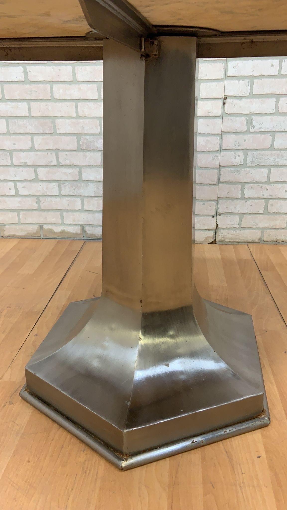 Mesa de Cocktail/Dinette con Tapa de Mármol y Base Metálica Estructural Moderna de Mediano Siglo - Pareja Metal