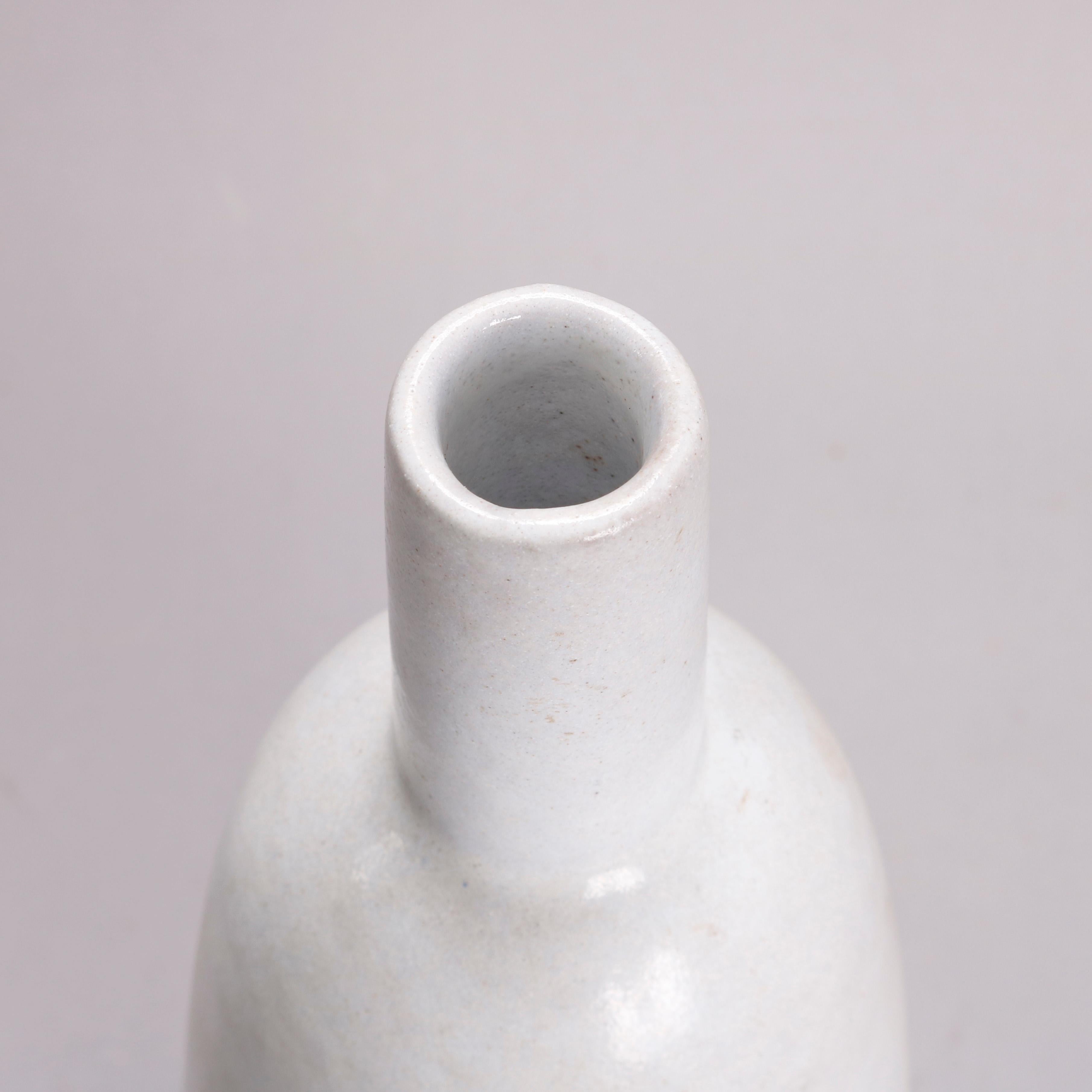 American Mid-Century Modern Studio Art Pottery Bottle Vase, Artist Signed, 20th Century For Sale