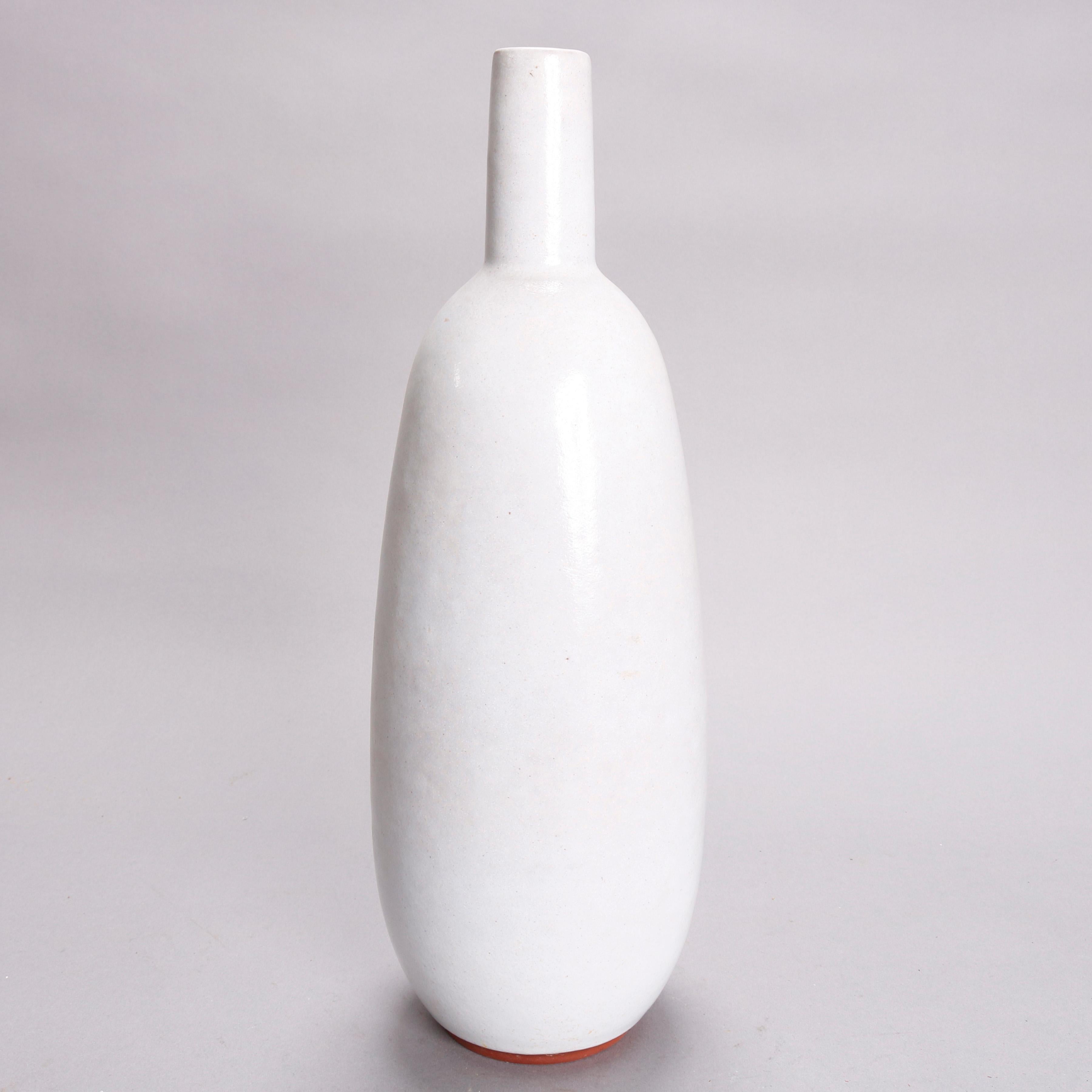 Mid-Century Modern Studio Art Pottery Bottle Vase, Artist Signed, 20th Century In Good Condition For Sale In Big Flats, NY