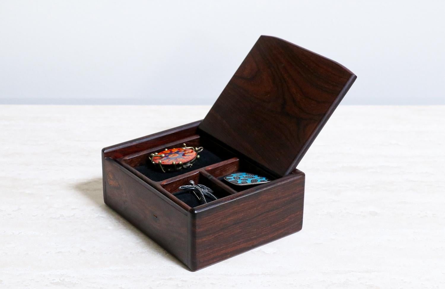 American Mid-Century Modern Studio Craft Rosewood Jewelry Box For Sale