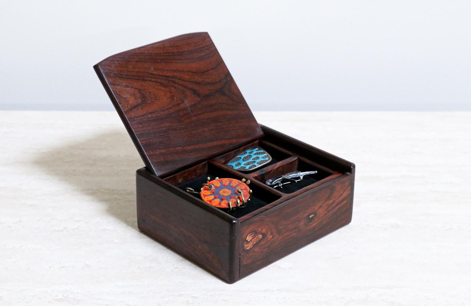 Late 20th Century Mid-Century Modern Studio Craft Rosewood Jewelry Box For Sale