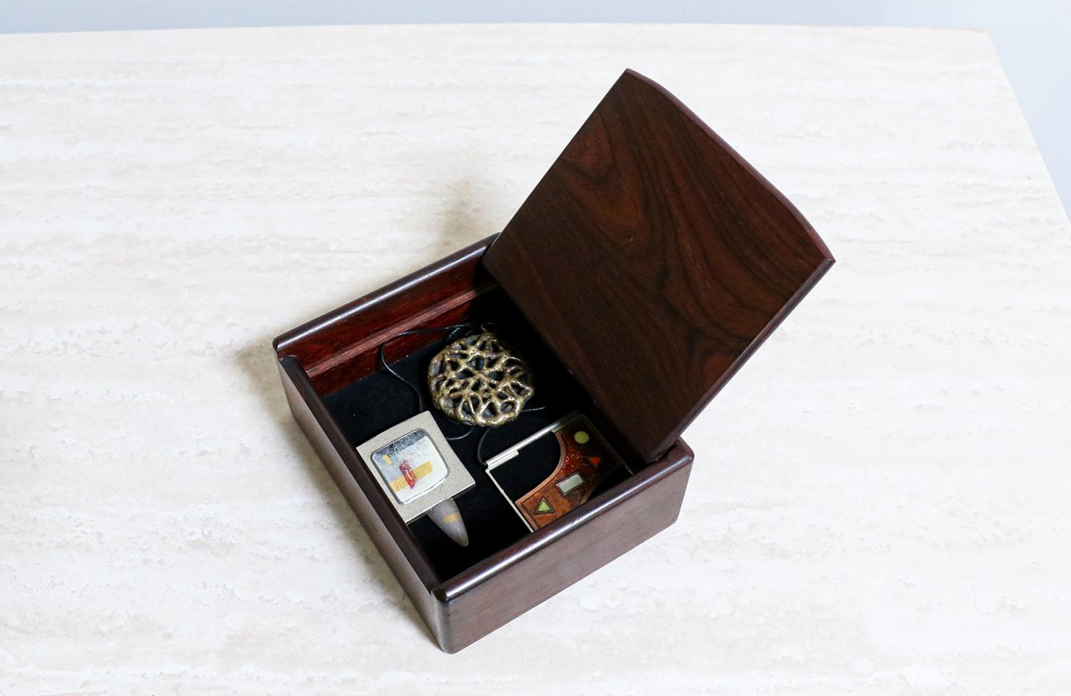 Mid-Century Modern Studio Craft Rosewood Jewelry Box For Sale 1