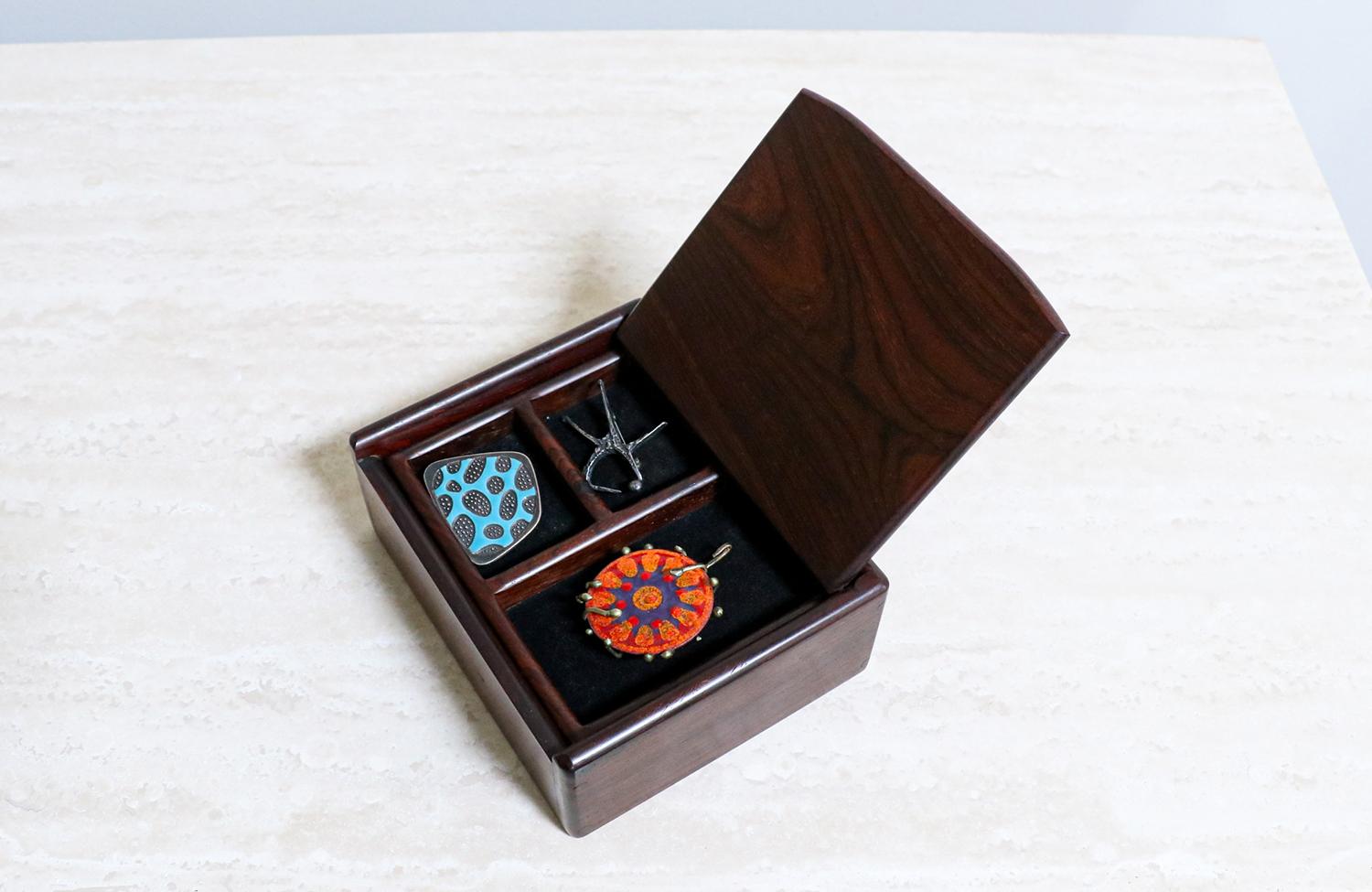 Mid-Century Modern Studio Craft Rosewood Jewelry Box For Sale 2