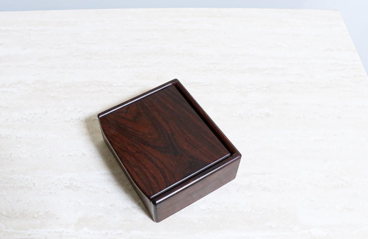Mid-Century Modern Studio Craft Rosewood Jewelry Box For Sale 4