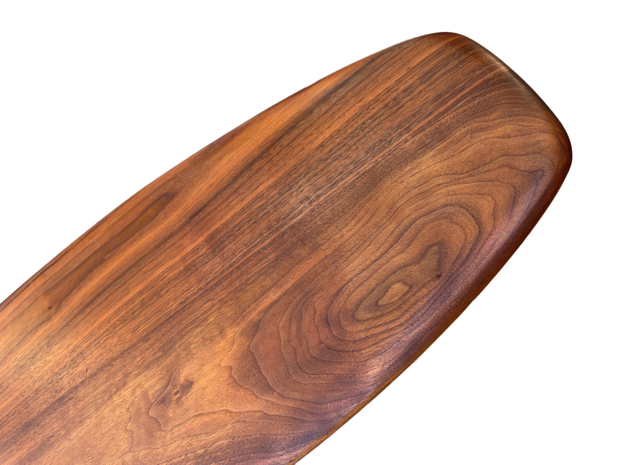 Mid-20th Century Mid-Century Modern Studio Craft Small Surfboard Shaped Walnut Coffee Table