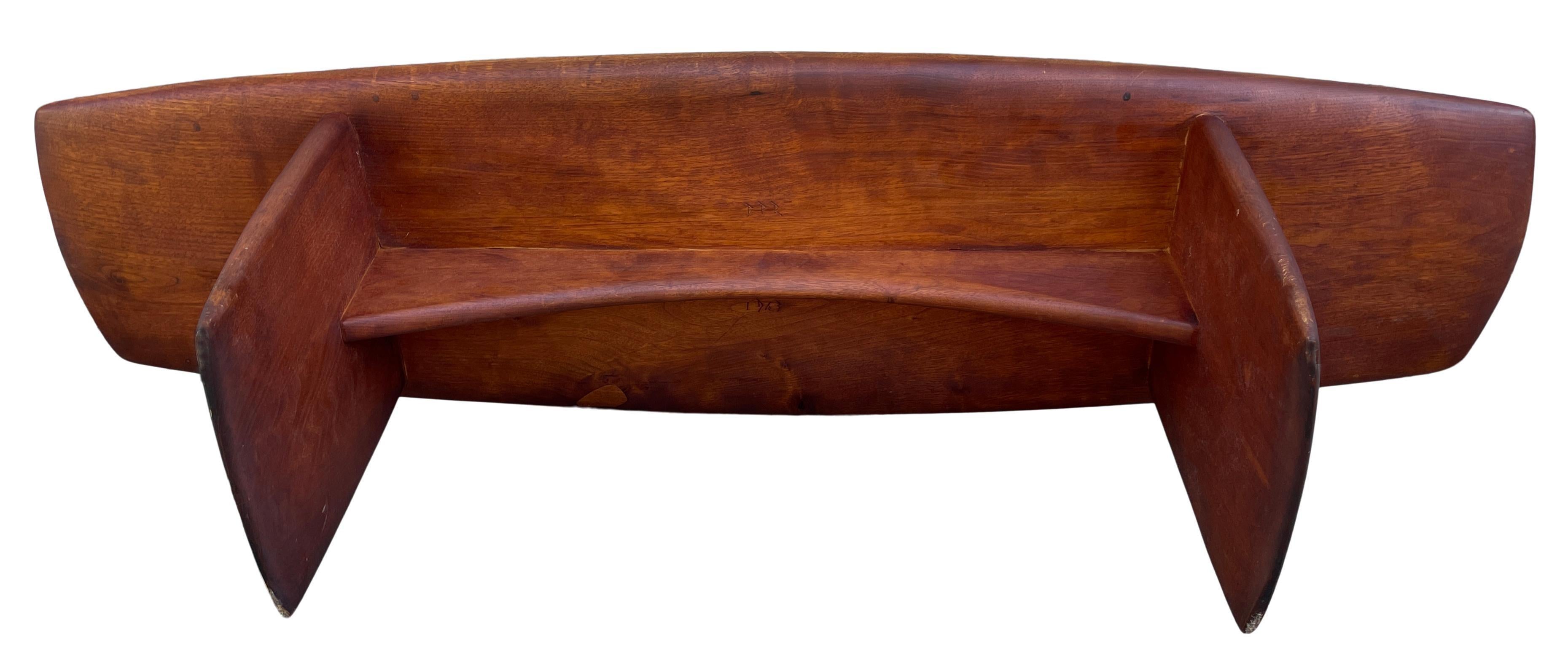 Table basse ou banc en bois massif de style Studio Craft, mi-siècle moderne, 1963 en vente 3