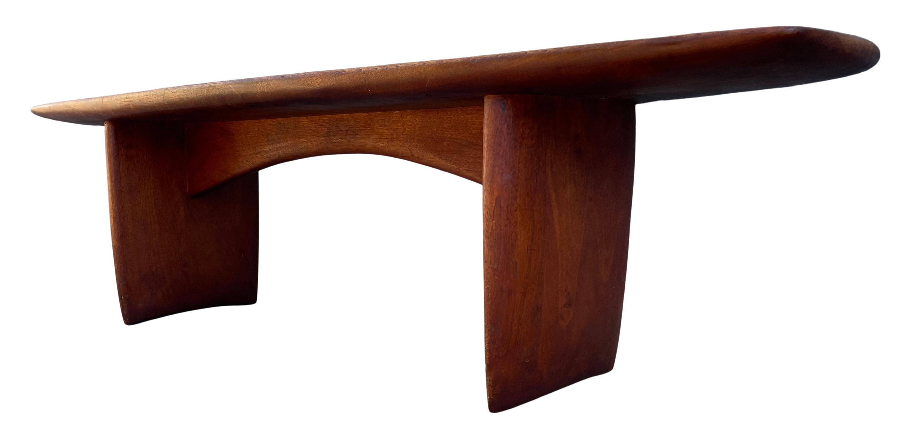 Unknown Mid-Century Modern Studio Craft Woodworker Solid Wood Coffee Table or Bench 1963 For Sale