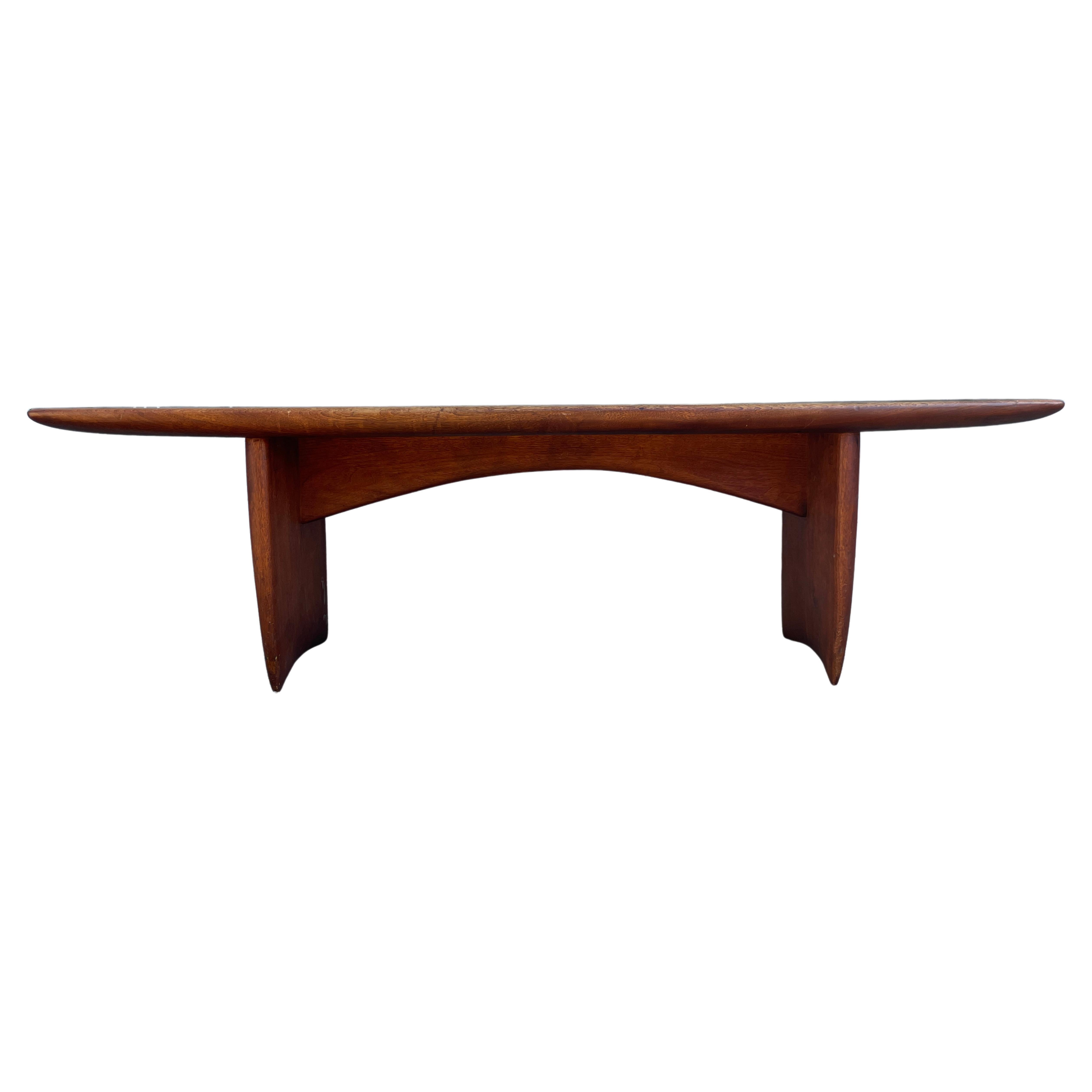 Mid-Century Modern Studio Craft Woodworker Solid Wood Coffee Table or Bench 1963