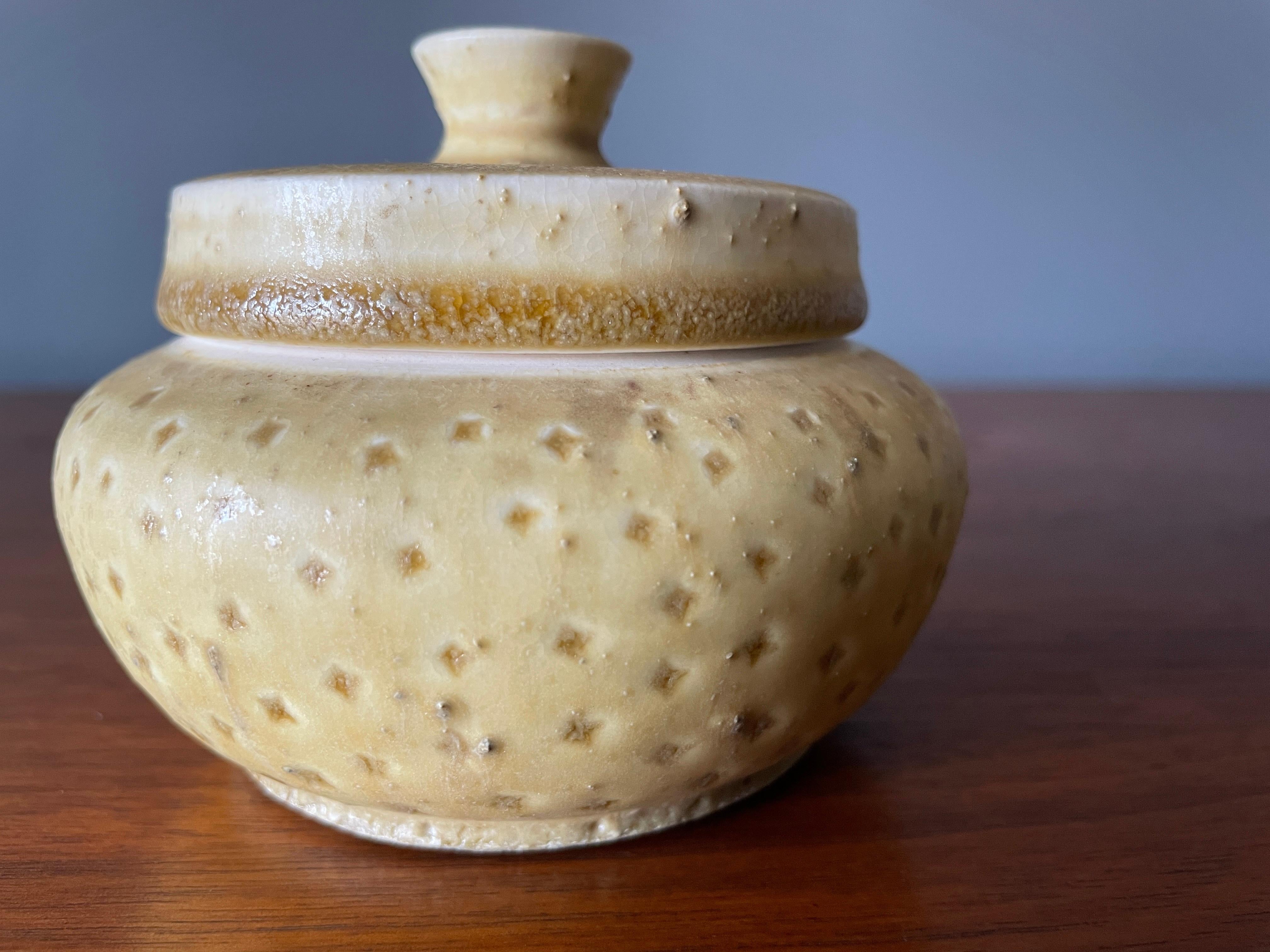 Mid-Century Modern Studio Crafted Ceramic Lidded Jar 1