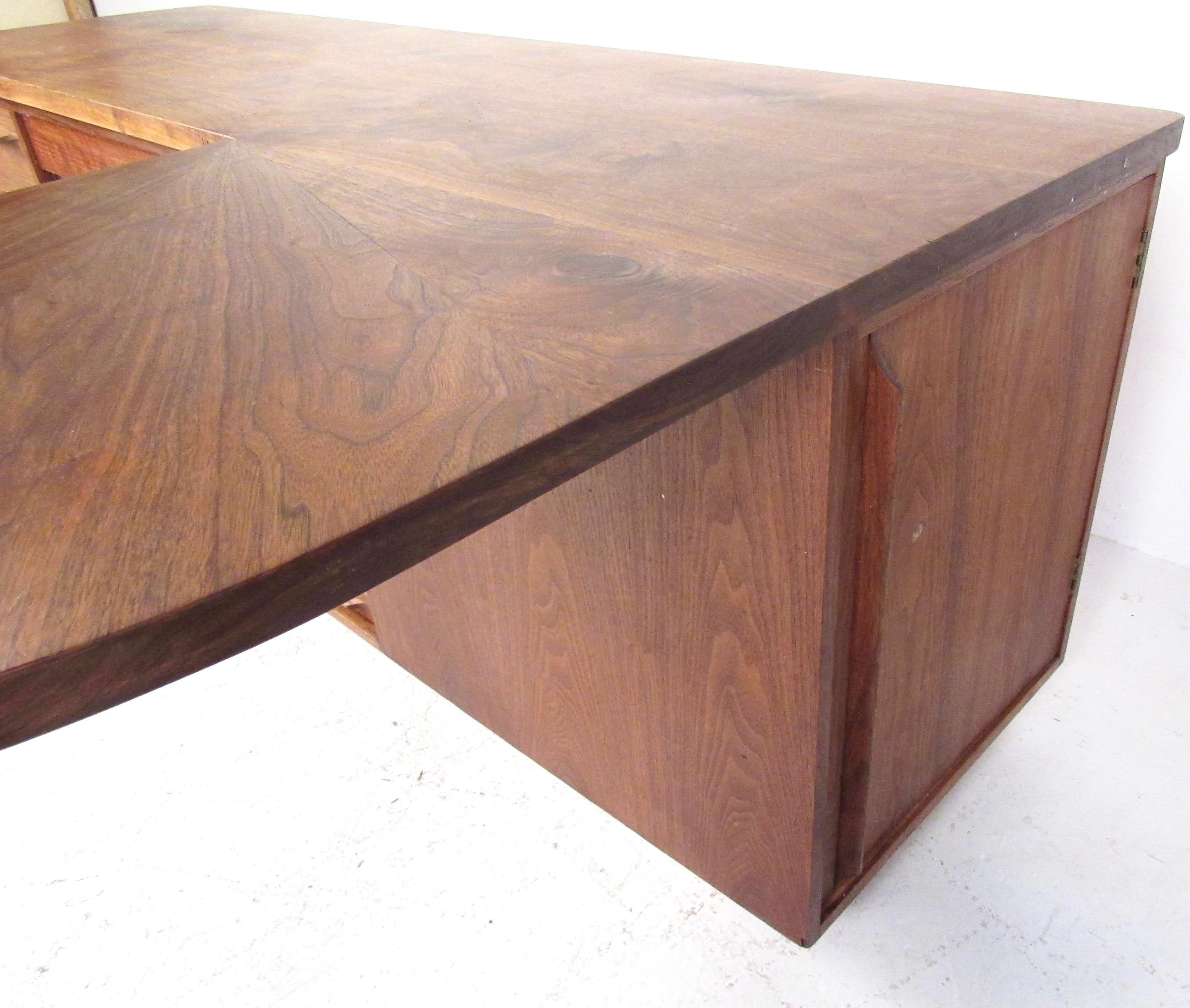 Mid-Century Modern Studio Made Executive Desk, Signed 1