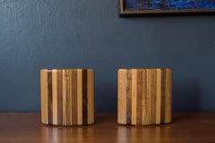 Mid Century Modern Studio Mixed Wood Bookends