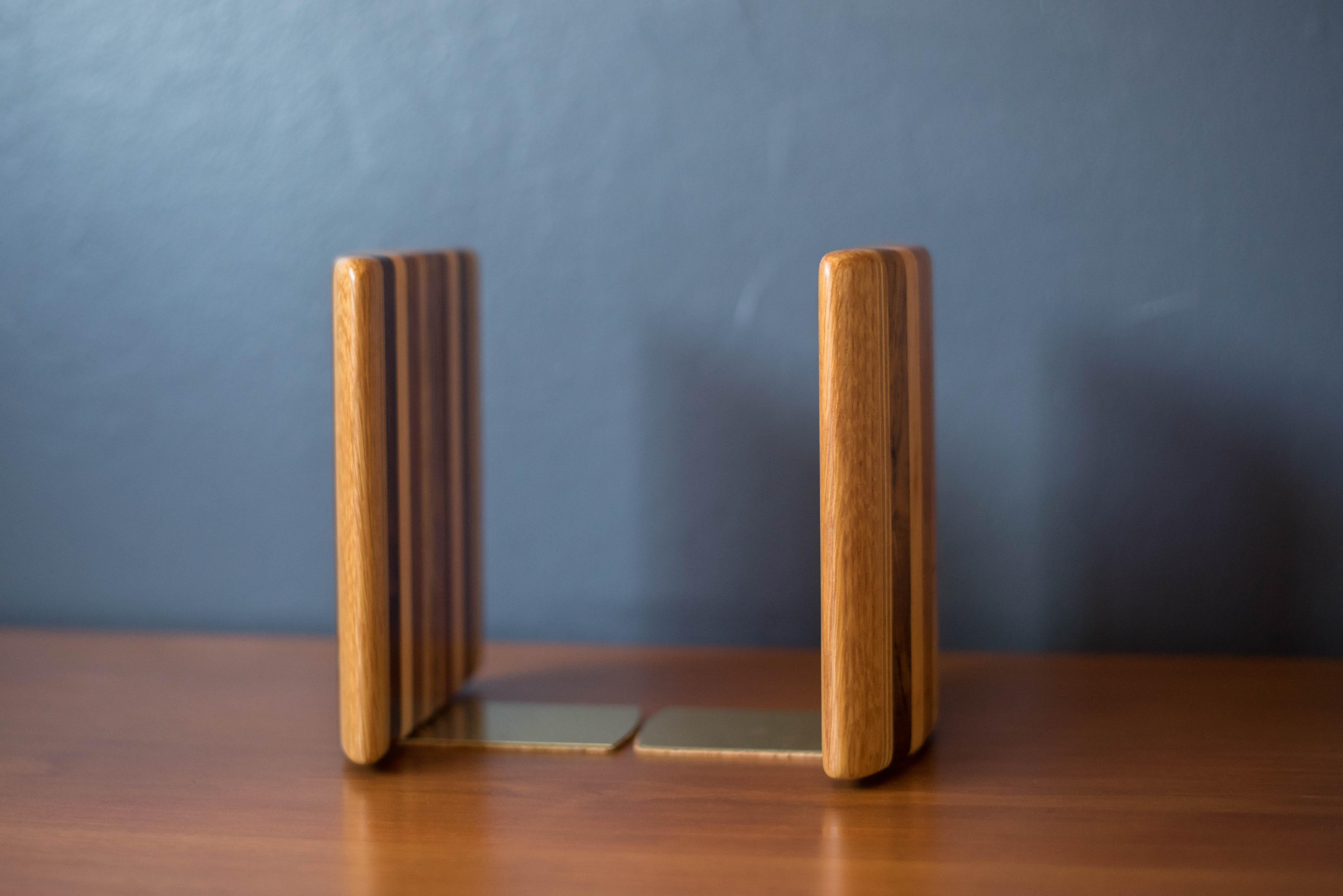 Mid Century Modern Studio Mixed Wood Bookends For Sale 1