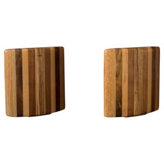 Mid Century Modern Studio Mixed Wood Bookends