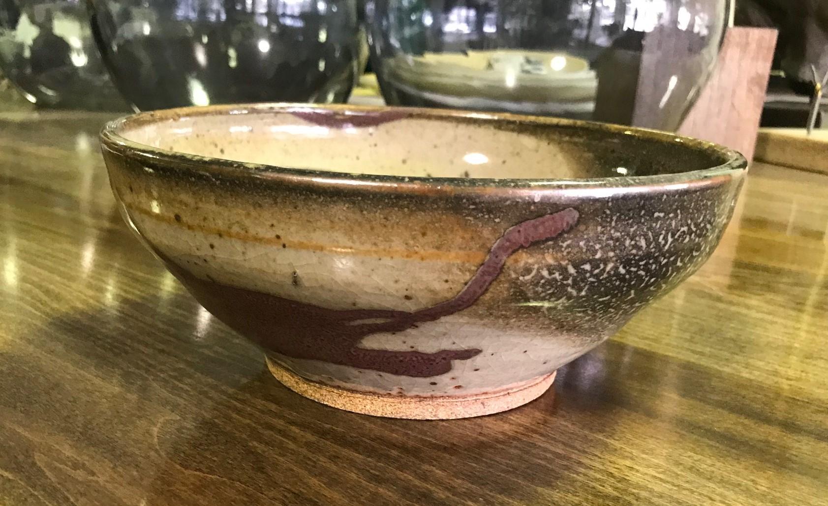 Beautiful work. Wonderfully designed and made by a very talented potter. Large and heavy. 

Would clearly stand out in about any setting, modern or otherwise. 

Dimensions: 3.75