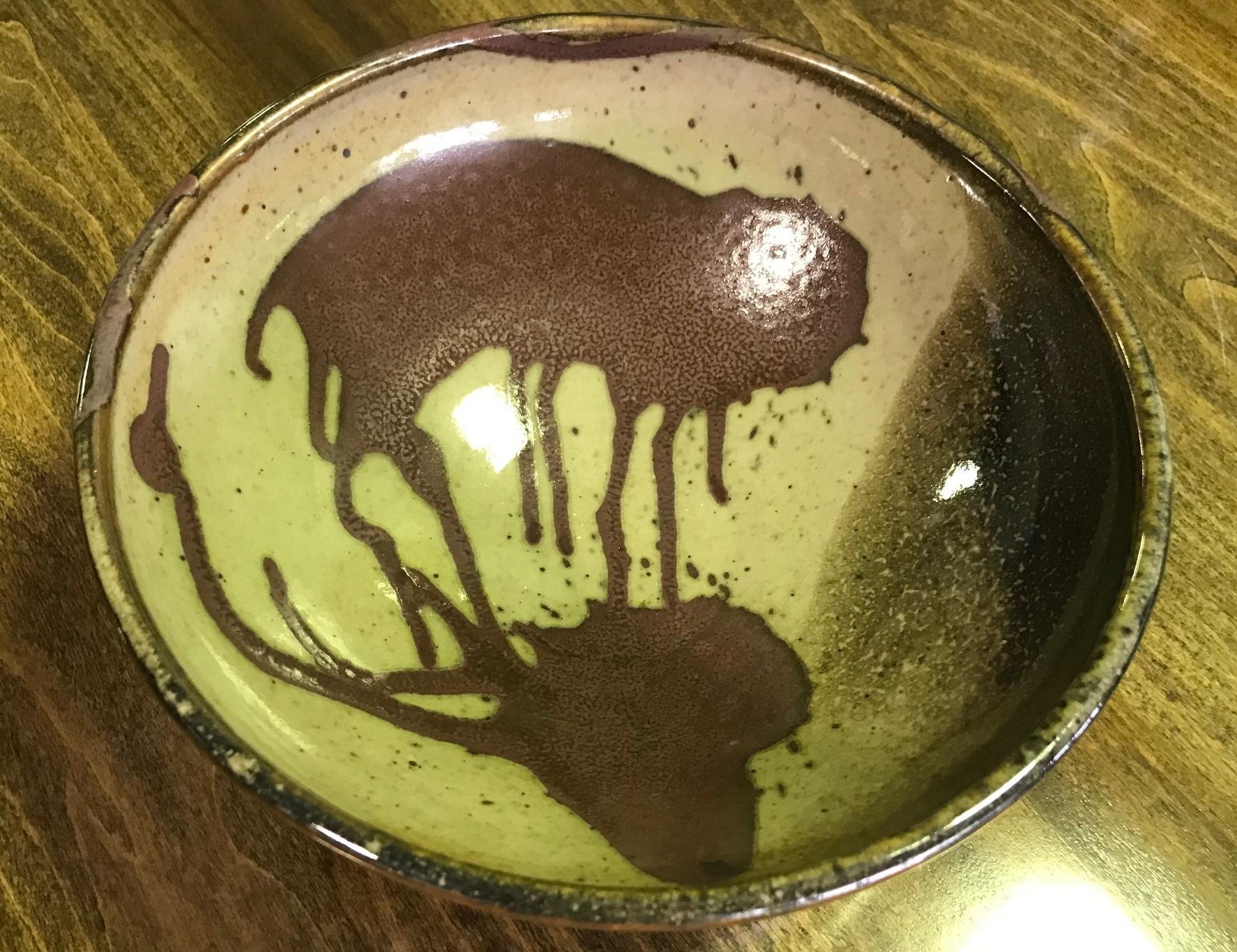American Mid-Century Modern Studio Pottery Ceramic Glazed Artisan Bowl