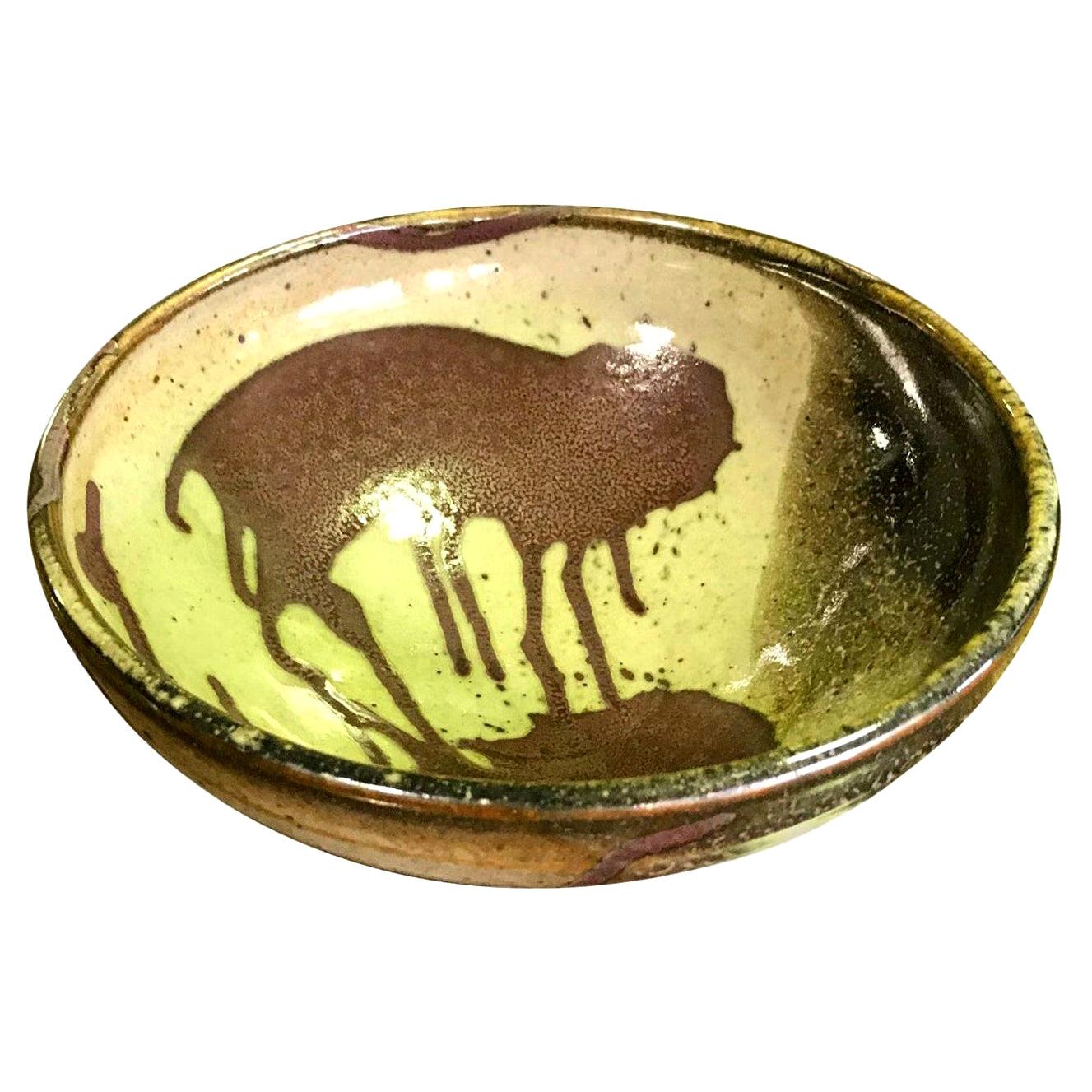 Mid-Century Modern Studio Pottery Ceramic Glazed Artisan Bowl