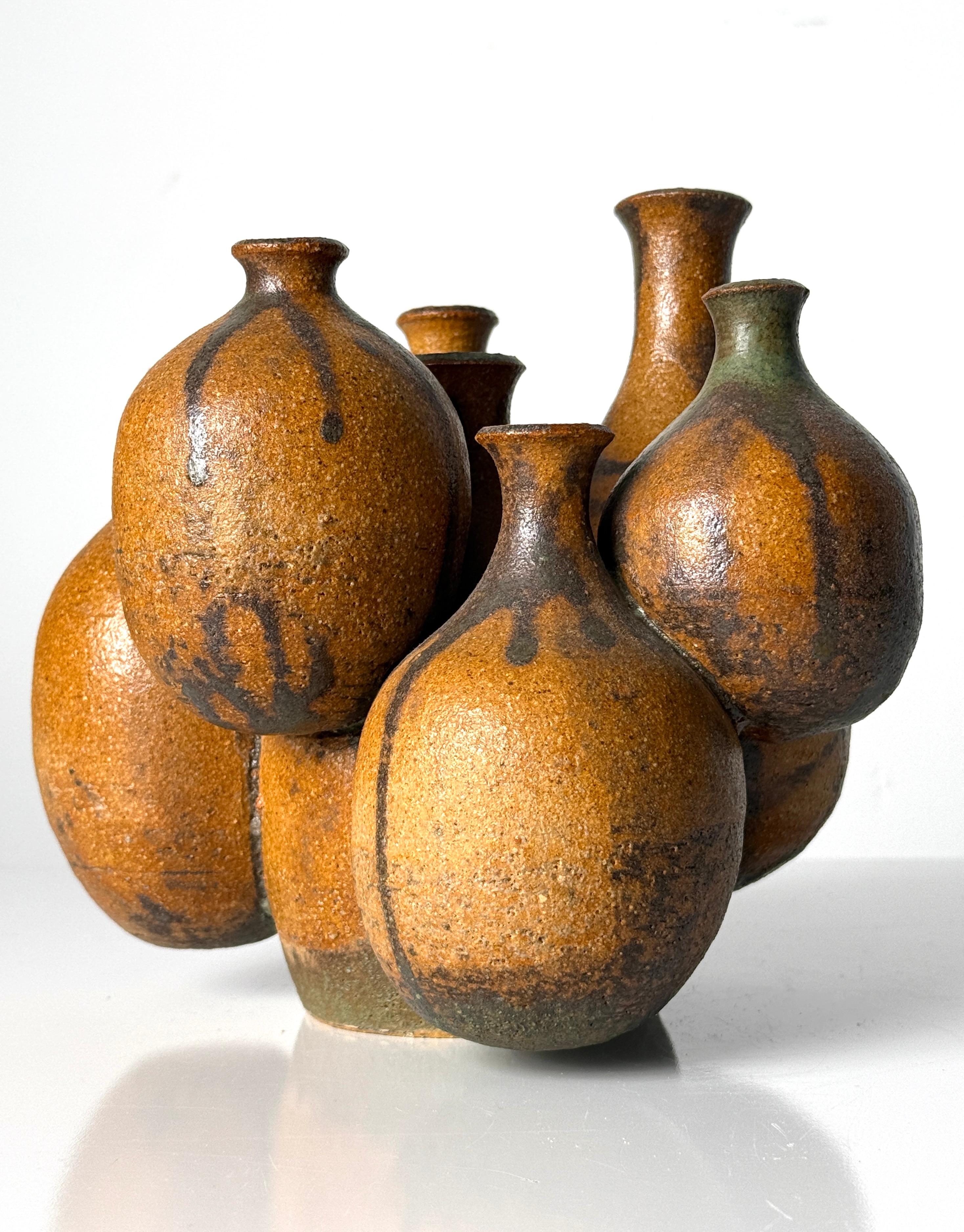 Mid Century Modern Studio Pottery Ikebana Weed Pot Cluster Twig Vase Sculpture In Good Condition In Troy, MI