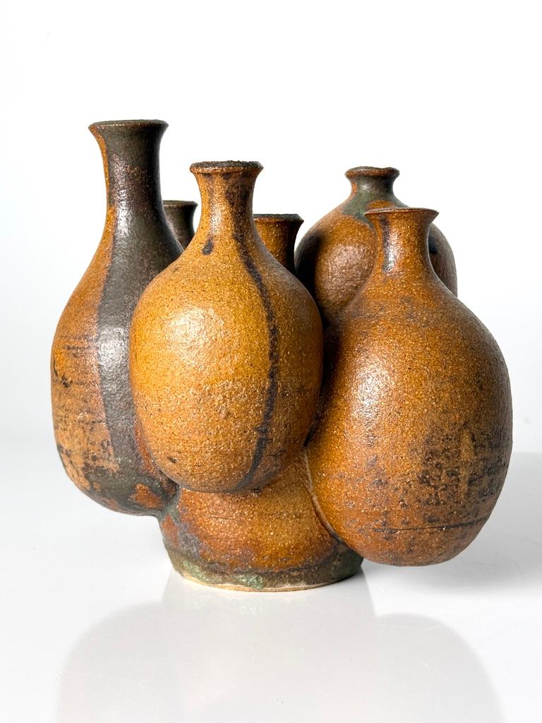 Late 20th Century Mid Century Modern Studio Pottery Ikebana Weed Pot Cluster Twig Vase Sculpture