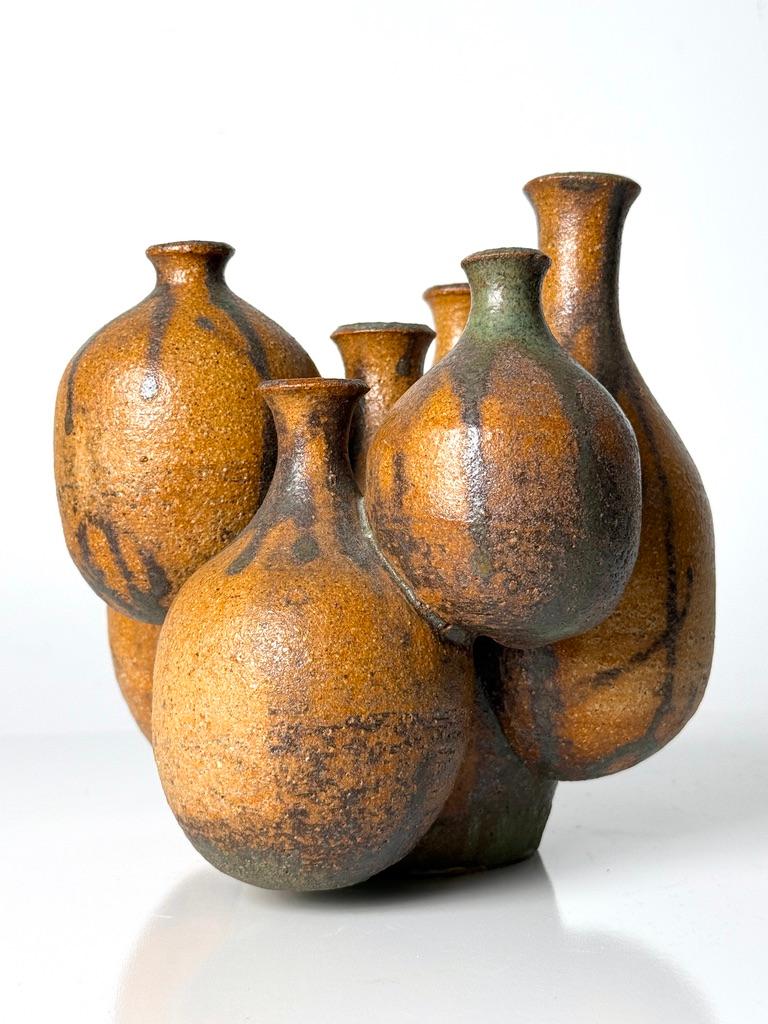 Mid Century Modern Studio Pottery Ikebana Weed Pot Cluster Twig Vase Sculpture 1