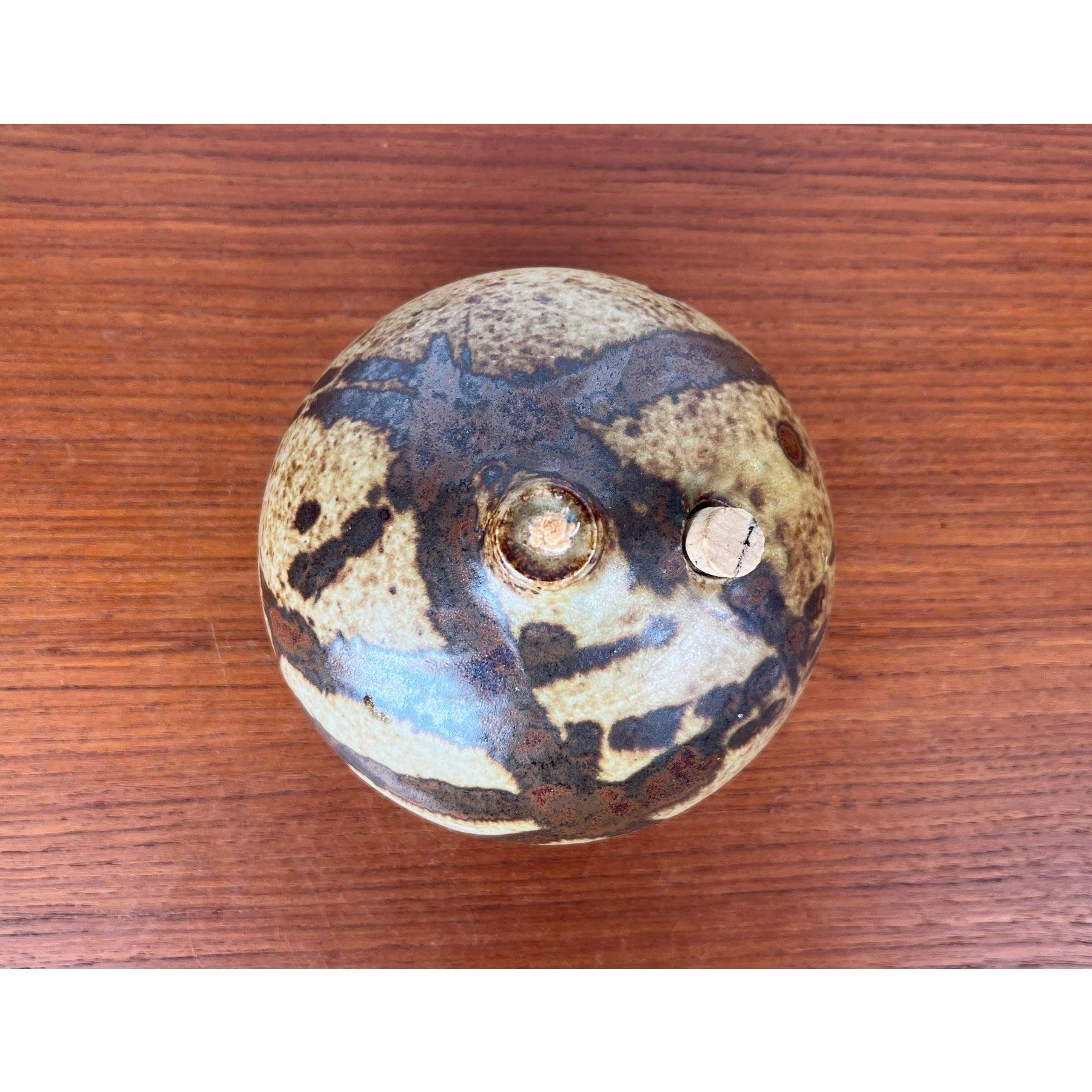 Lámpara de aceite de cerámica Studio Pottery moderna de mediados de siglo de Aage Würtz, años 60 Danés en venta