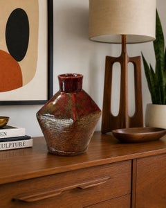 Mid-Century Modern Studio Pottery Vase, Oxblood Glaze, Signed, 1980s