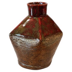 Mid-Century Modern Studio Pottery Vase, Oxblood Glaze, Signed, 1980s