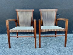 Rare Studio Walnut + Cord Chairs Irving Sabo