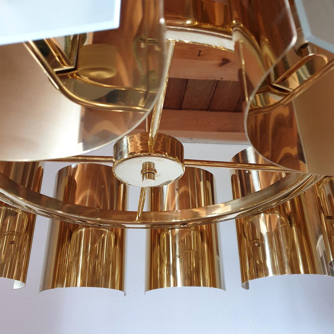 Glass Custom brass & glass chandelier by D'Lightus