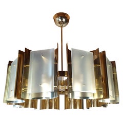 Custom brass & glass chandelier by D'Lightus