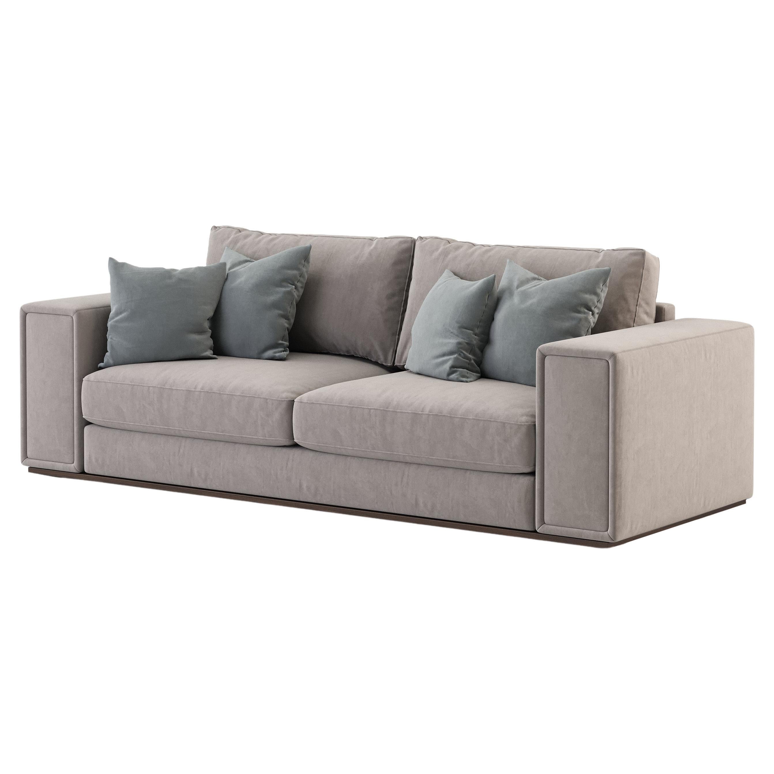 Mid-Century Modern Style 2 Seats Sublime Sofa Made with Wood and Textile