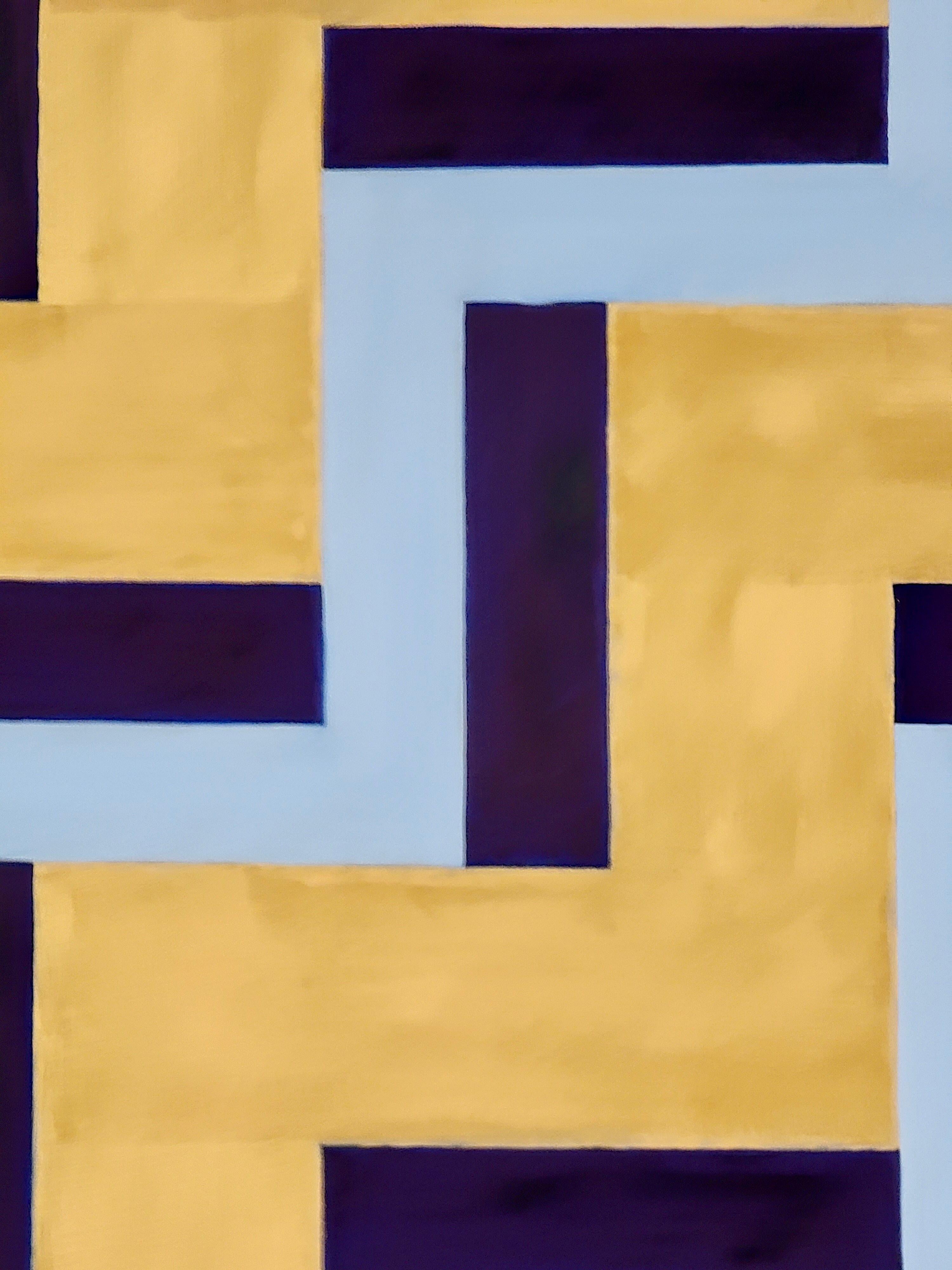 Estilo Moderno de Mediados de Siglo Óleo Abstracto Sobre Lienzo Firmado Arte, T.Fisher Estadounidense en venta