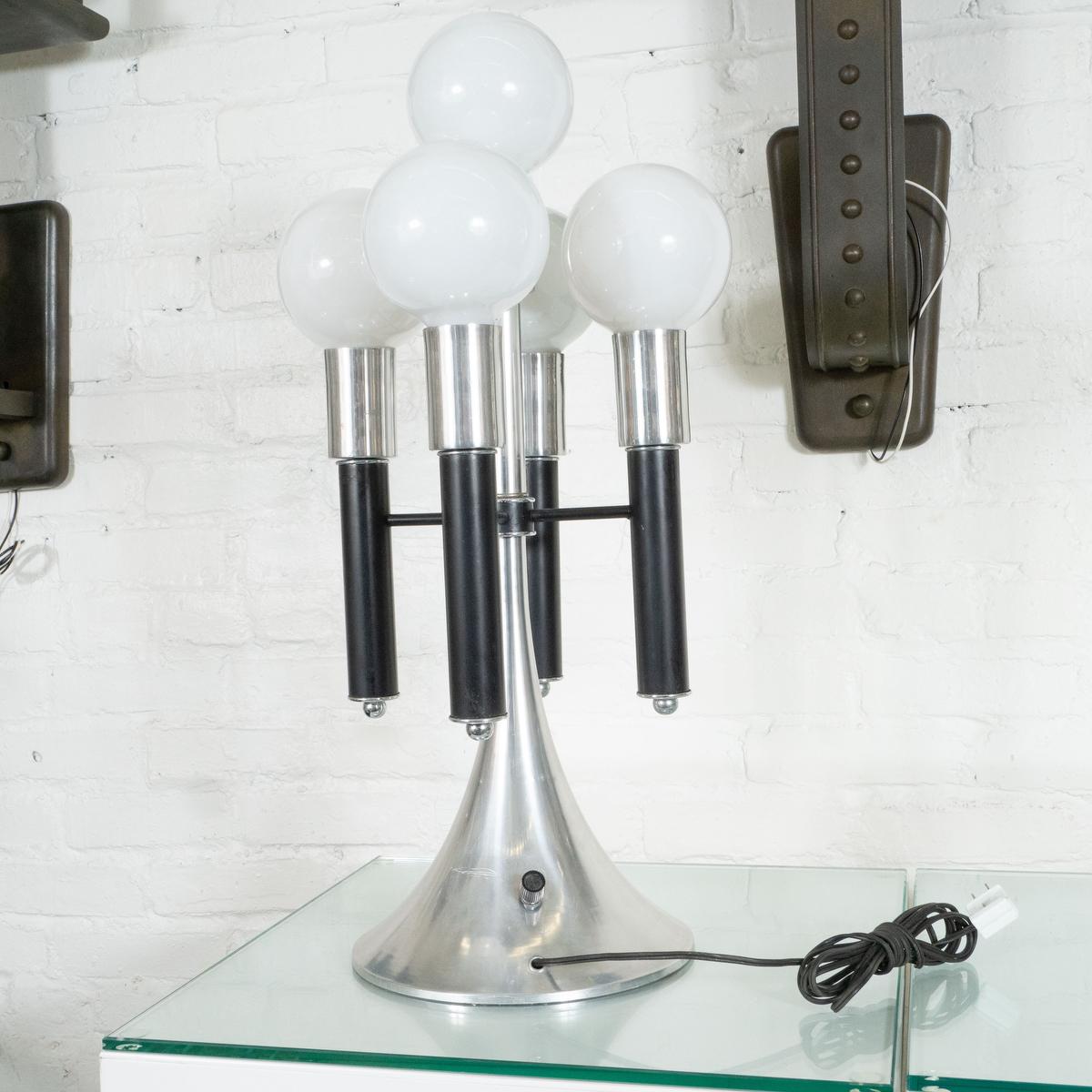Mid-Century Modern Style Aluminum Multi-Armed Table Lamp In Good Condition For Sale In Tarrytown, NY