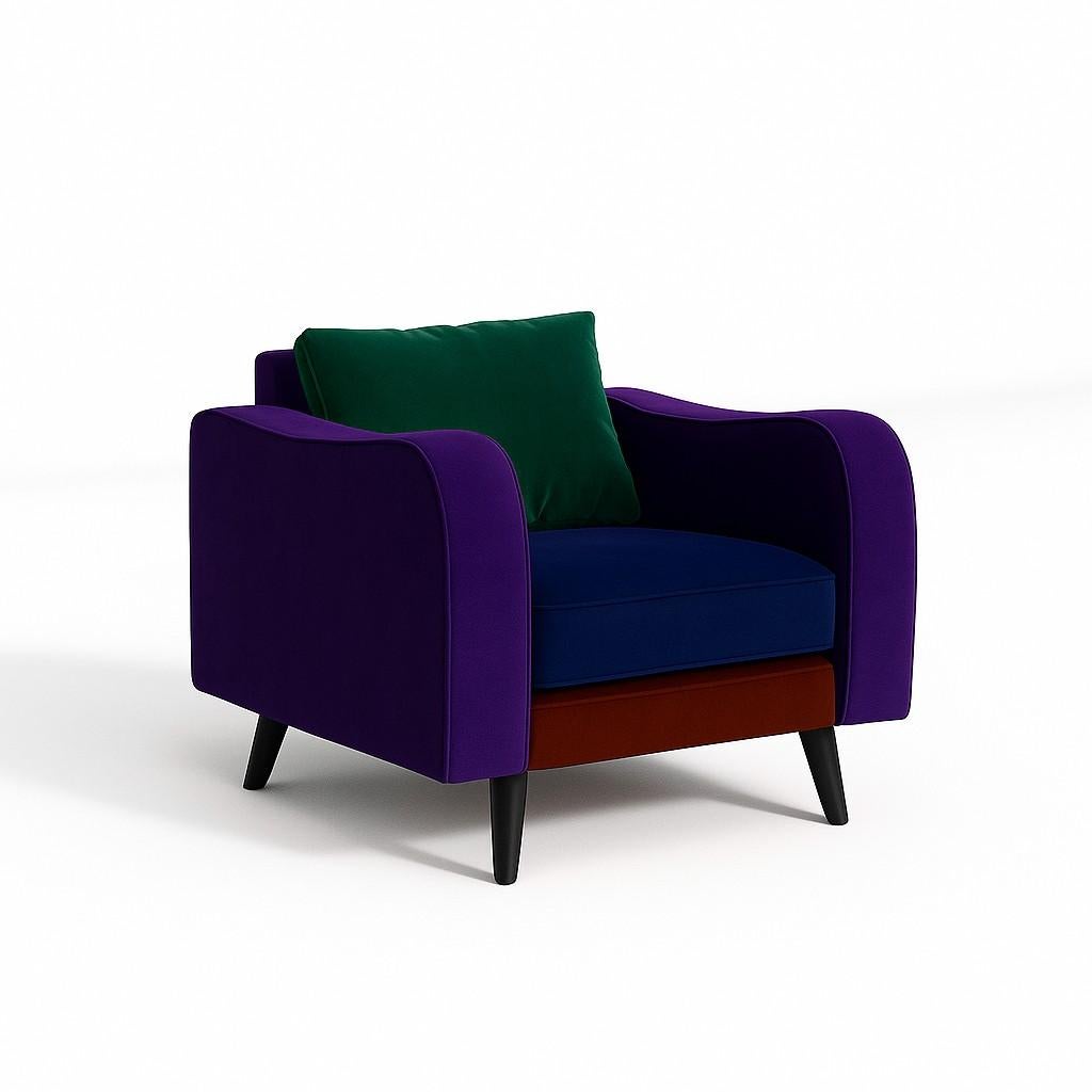 Mid-Century Modern Style Sessel mit skulpturaler Silhouette in Samt im Zustand „Neu“ im Angebot in NEW YORK, NY