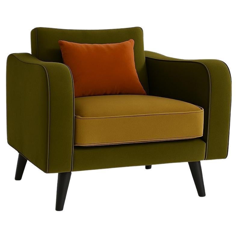Mid-Century Modern Style Sessel mit skulpturaler Silhouette in Samt im Angebot