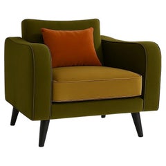 Mid-Century Modern Style Armchair With Sculptural Silhouette In Velvet