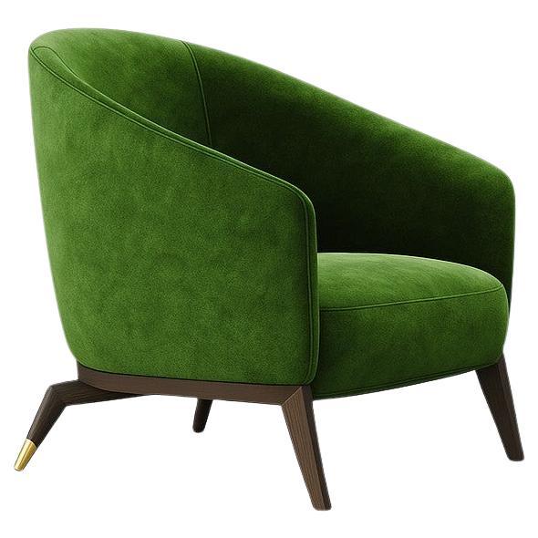 Poltrone in stile Mid Century Modern in velluto verde muschio in vendita