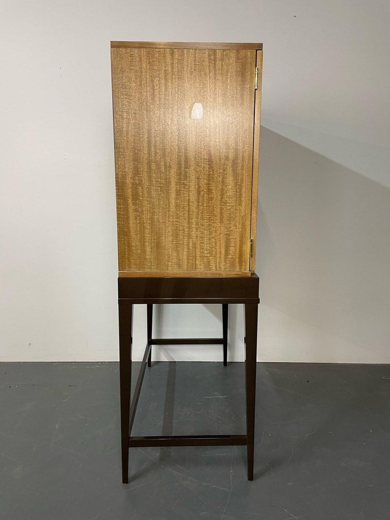 MidCentury Modern Style Bar on Stand, Lacquer, Metal, Brass