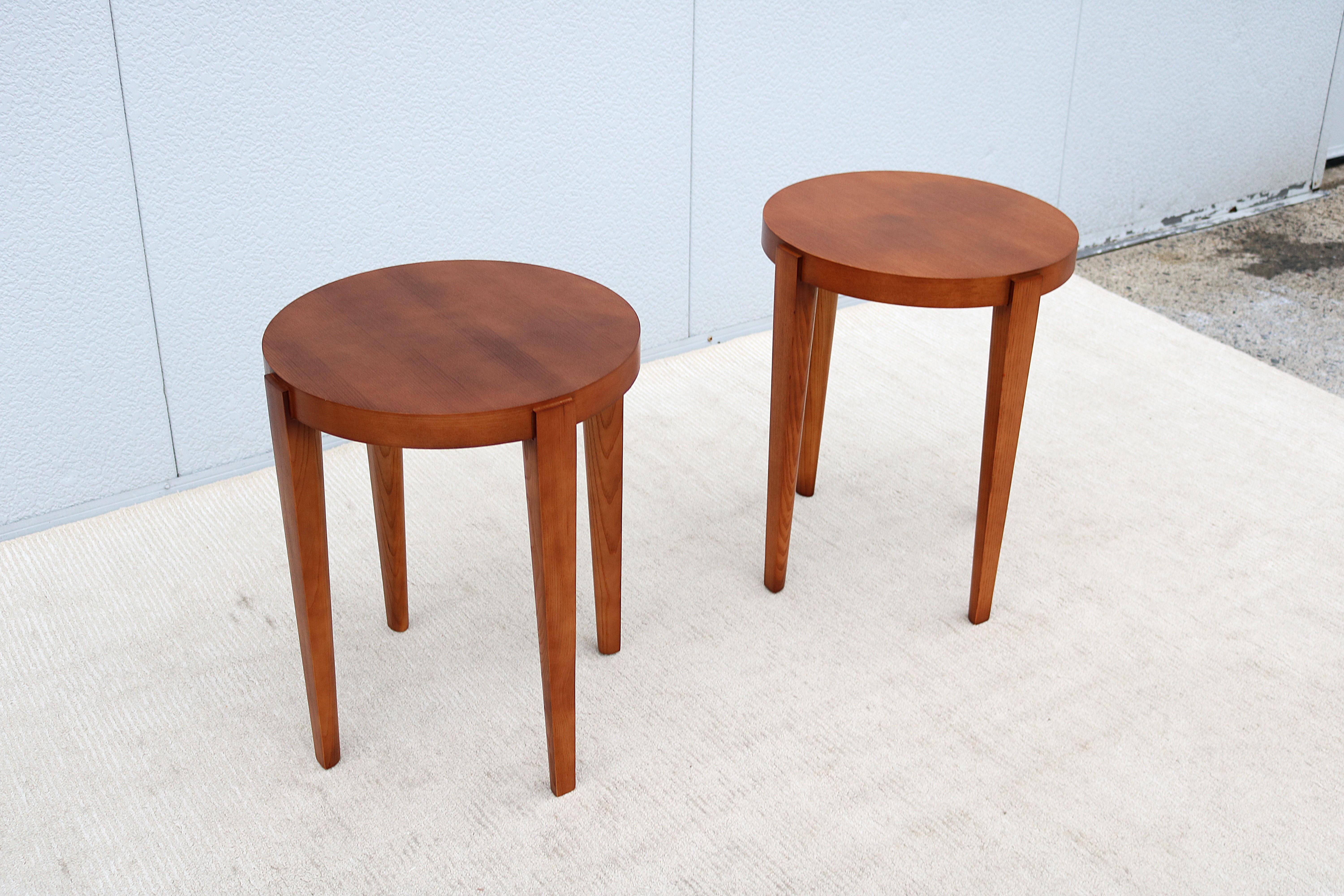 Runde Beistelltische im Mid-Century Modern-Stil Barbara Barry für HBF Slice – ein Paar im Angebot 2