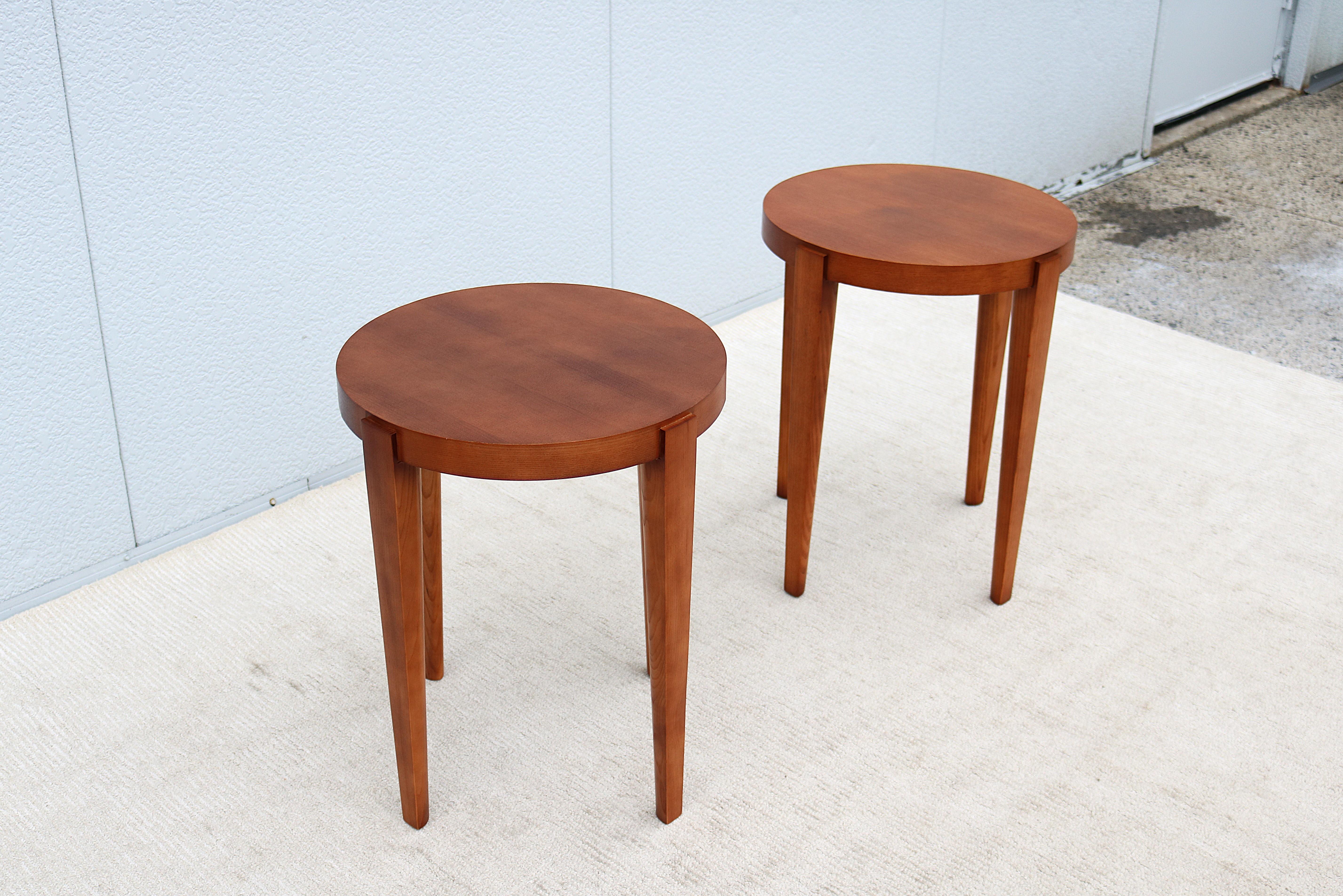 Runde Beistelltische im Mid-Century Modern-Stil Barbara Barry für HBF Slice – ein Paar im Angebot 3