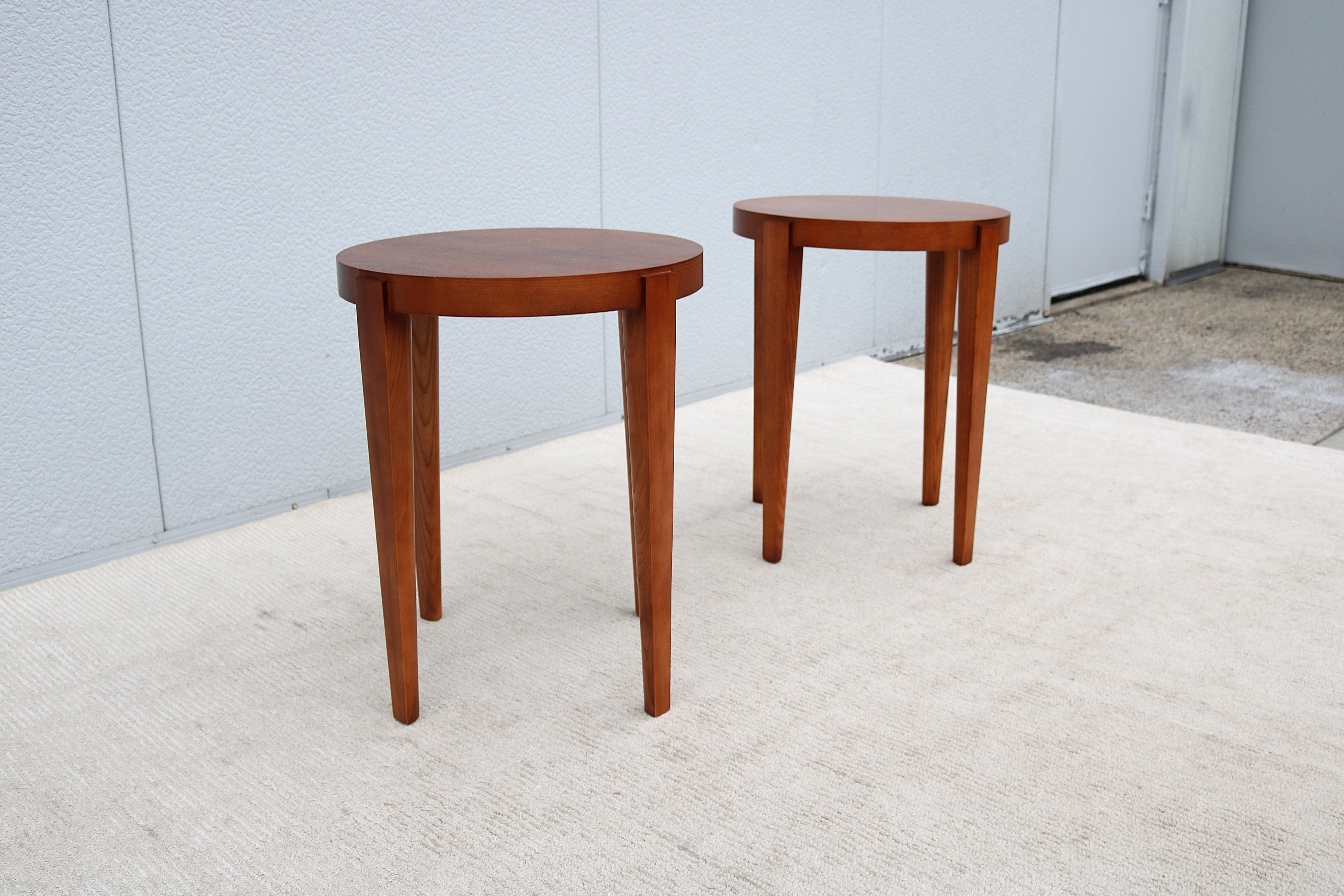 Runde Beistelltische im Mid-Century Modern-Stil Barbara Barry für HBF Slice – ein Paar im Angebot 4