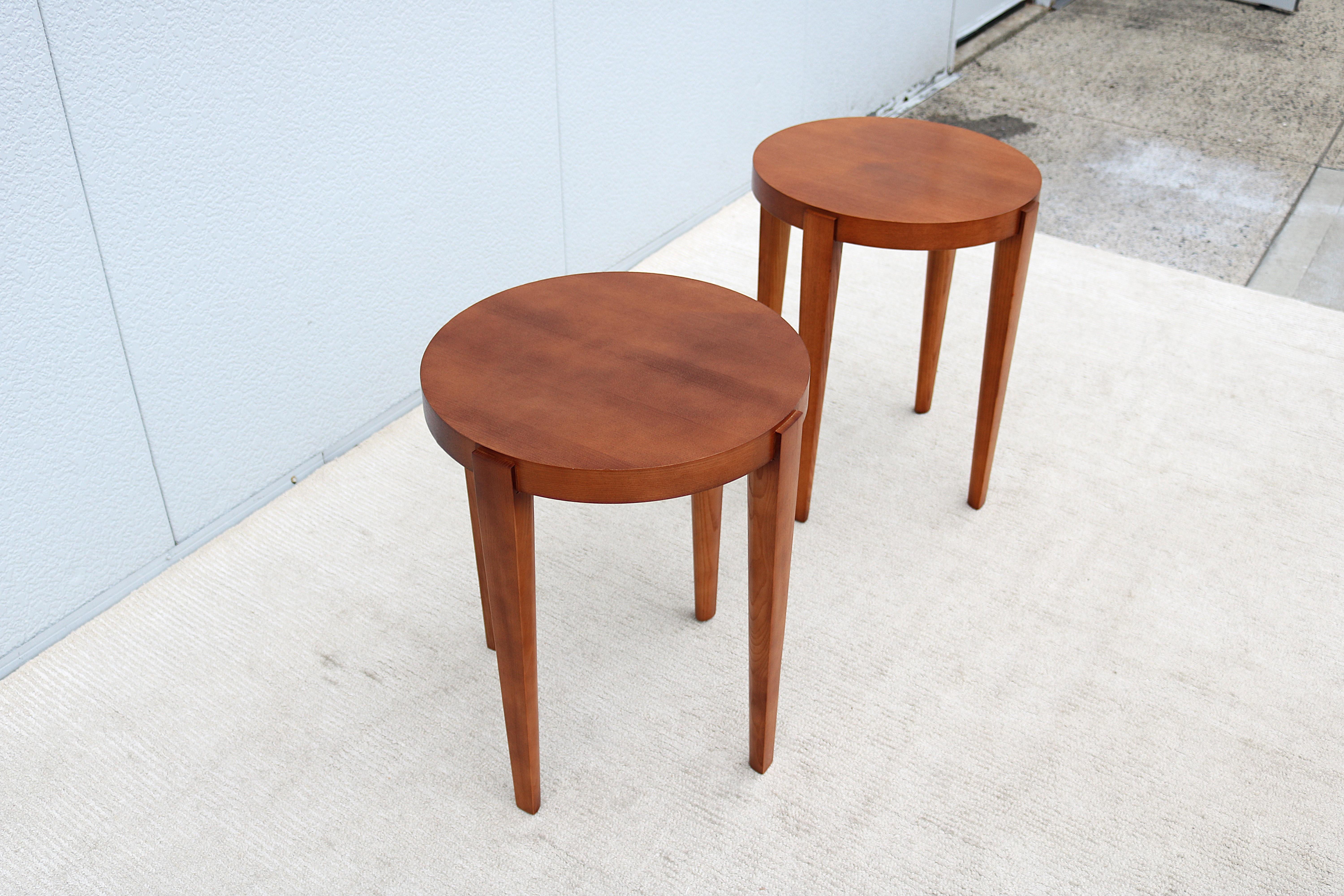 Runde Beistelltische im Mid-Century Modern-Stil Barbara Barry für HBF Slice – ein Paar im Angebot 5