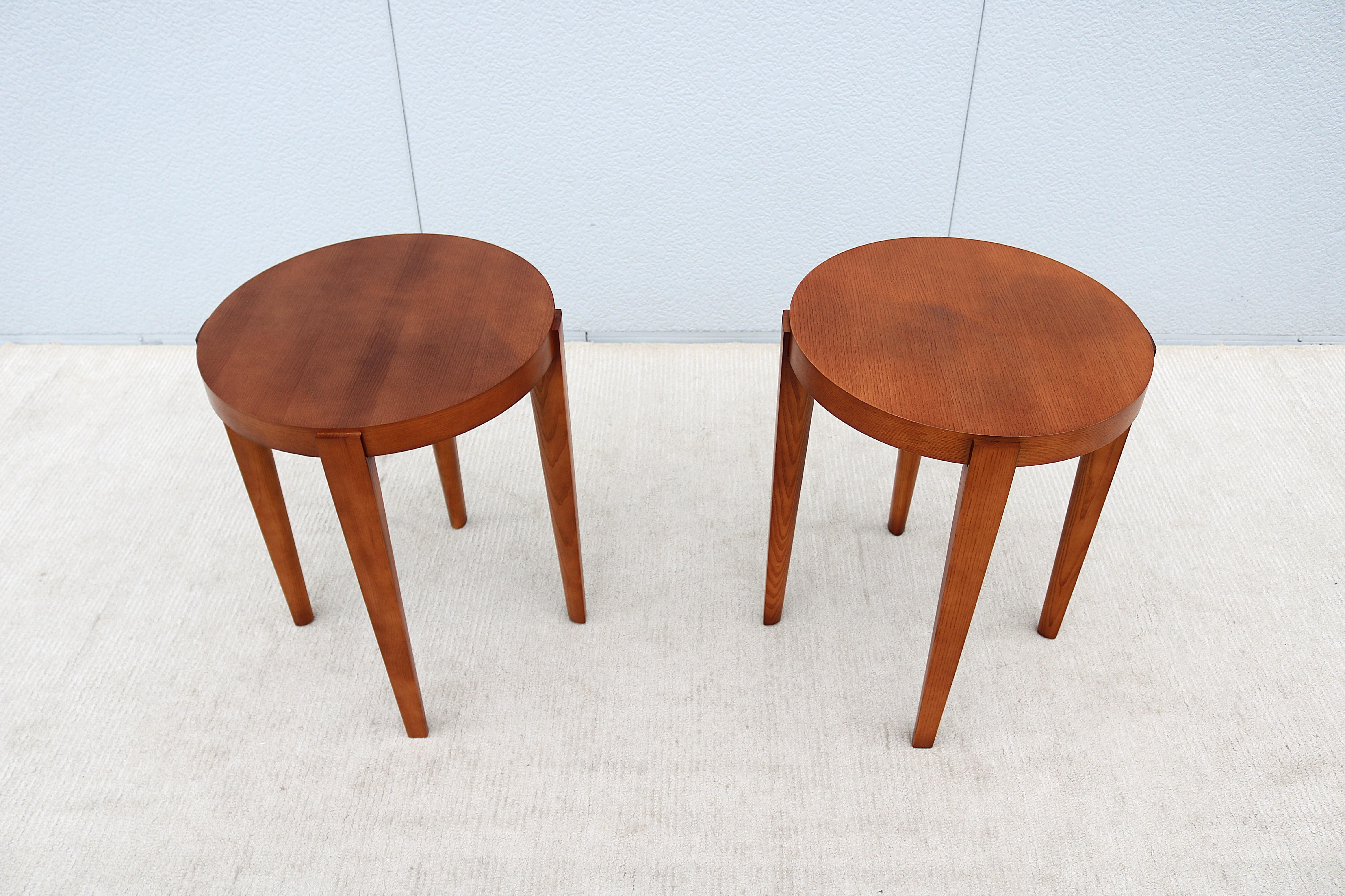 Runde Beistelltische im Mid-Century Modern-Stil Barbara Barry für HBF Slice – ein Paar (Moderne der Mitte des Jahrhunderts) im Angebot