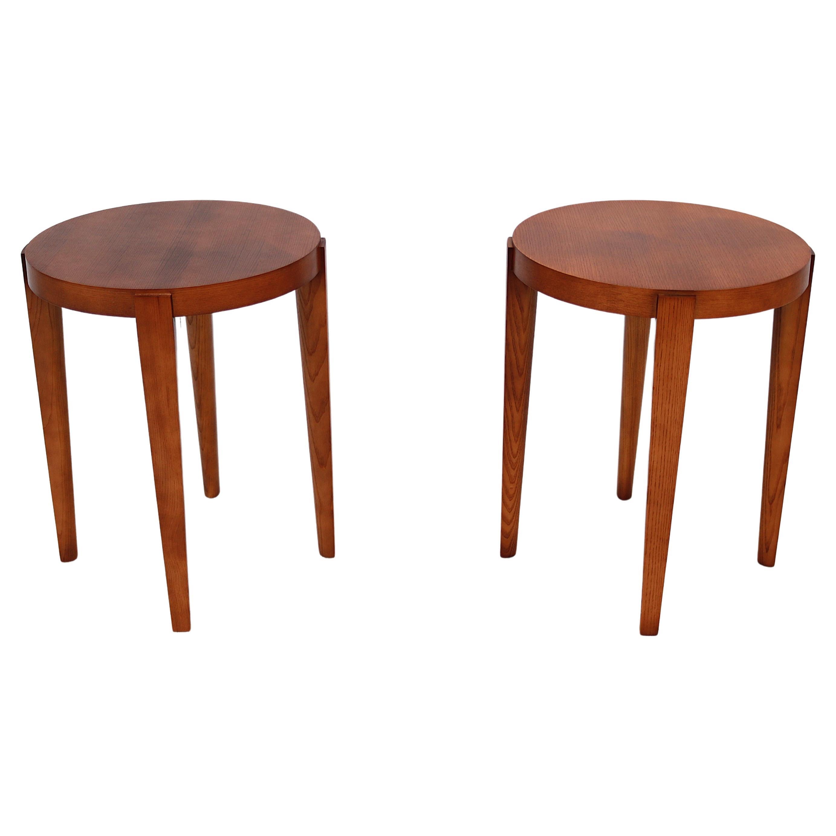 Runde Beistelltische im Mid-Century Modern-Stil Barbara Barry für HBF Slice – ein Paar im Angebot