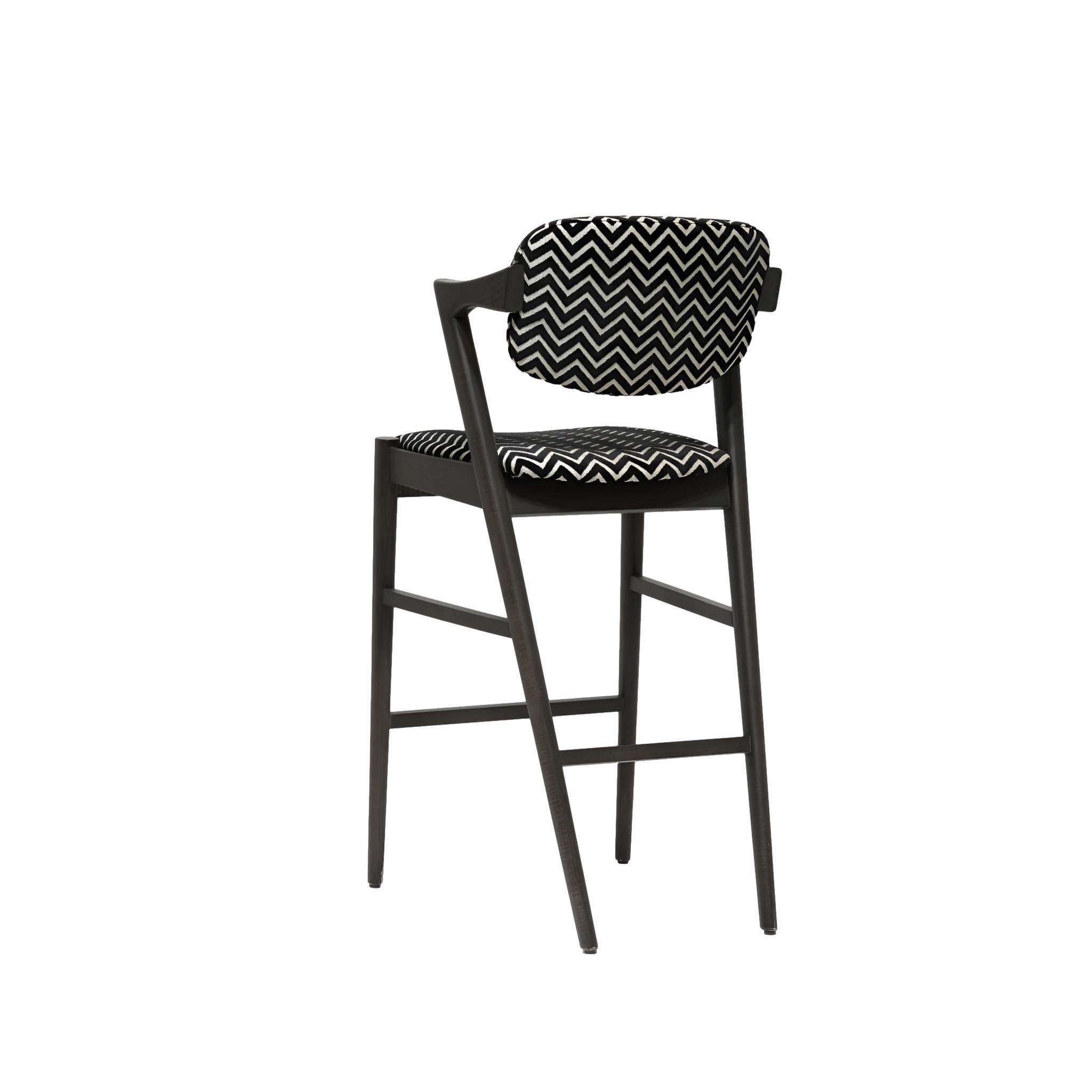 Tabouret de bar style moderne du milieu du siècle Ft. Cadre en laque noire et velours synthétique Neuf - En vente à NEW YORK, NY