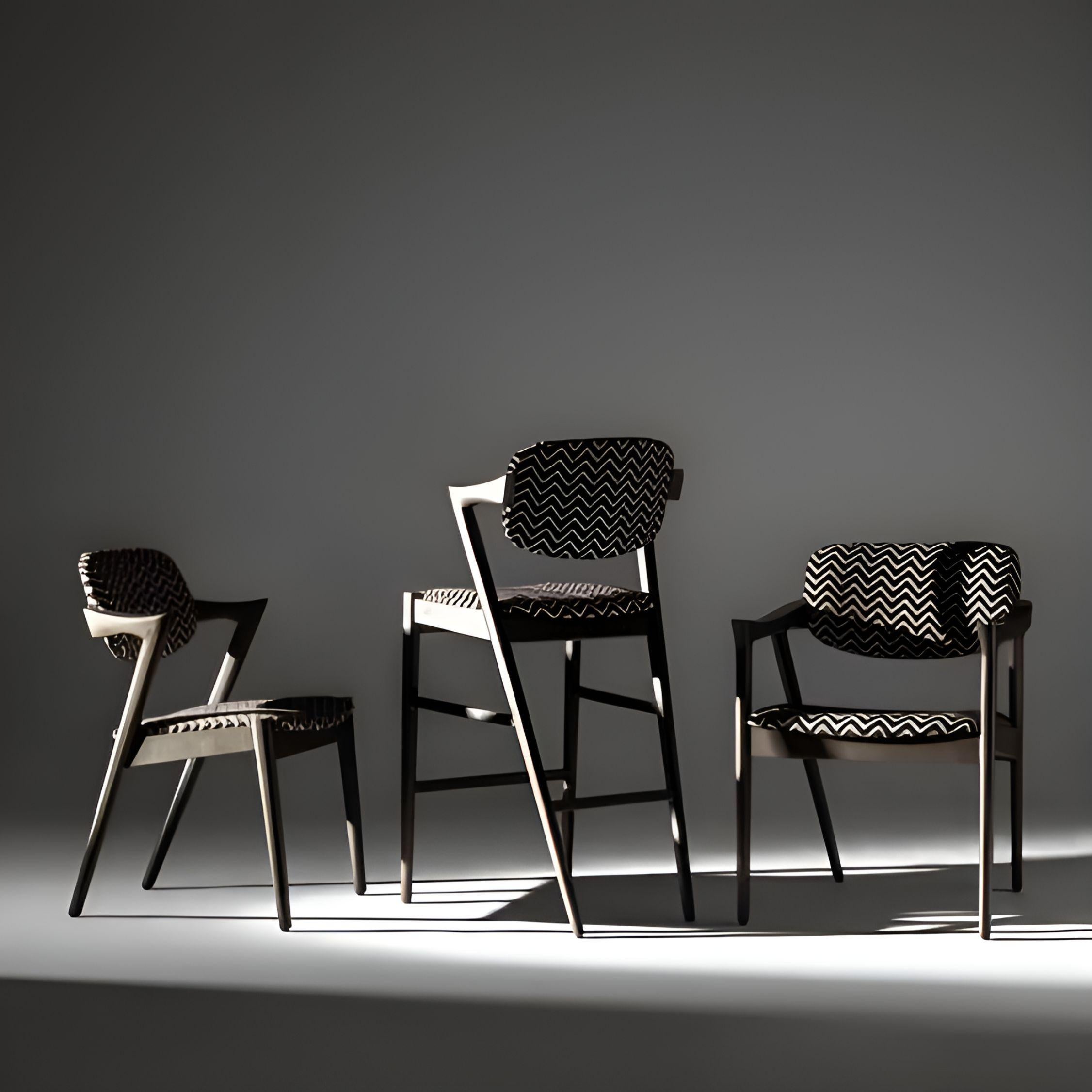 XXIe siècle et contemporain Tabouret de bar style moderne du milieu du siècle Ft. Cadre en laque noire et velours synthétique en vente