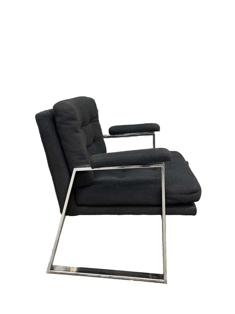 20th Century Mid-Century Modern Style Black and Chrome Chairs, a Pair