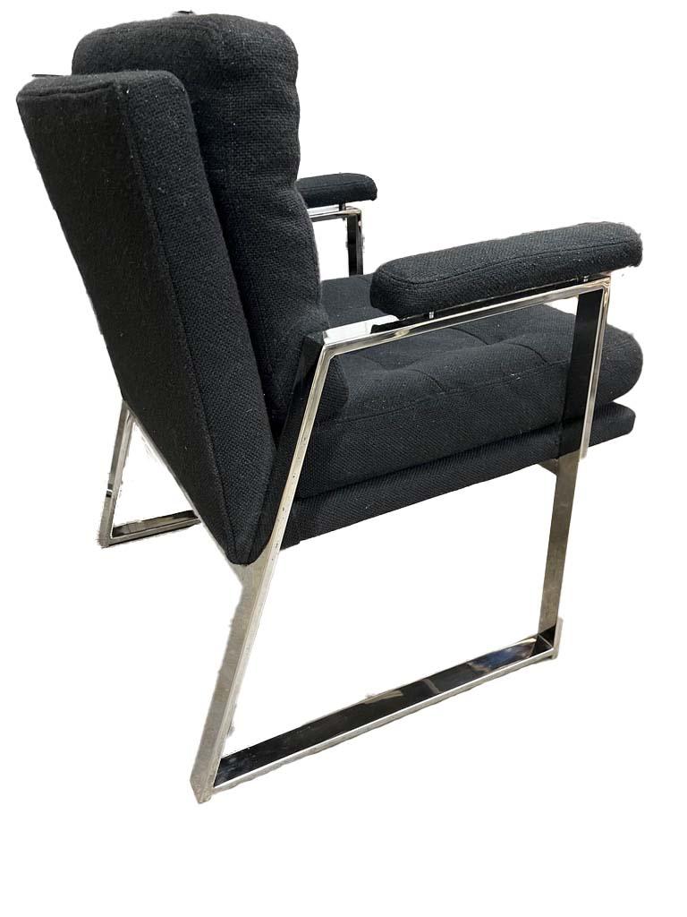 Mid-Century Modern Style Black and Chrome Chairs, a Pair 1