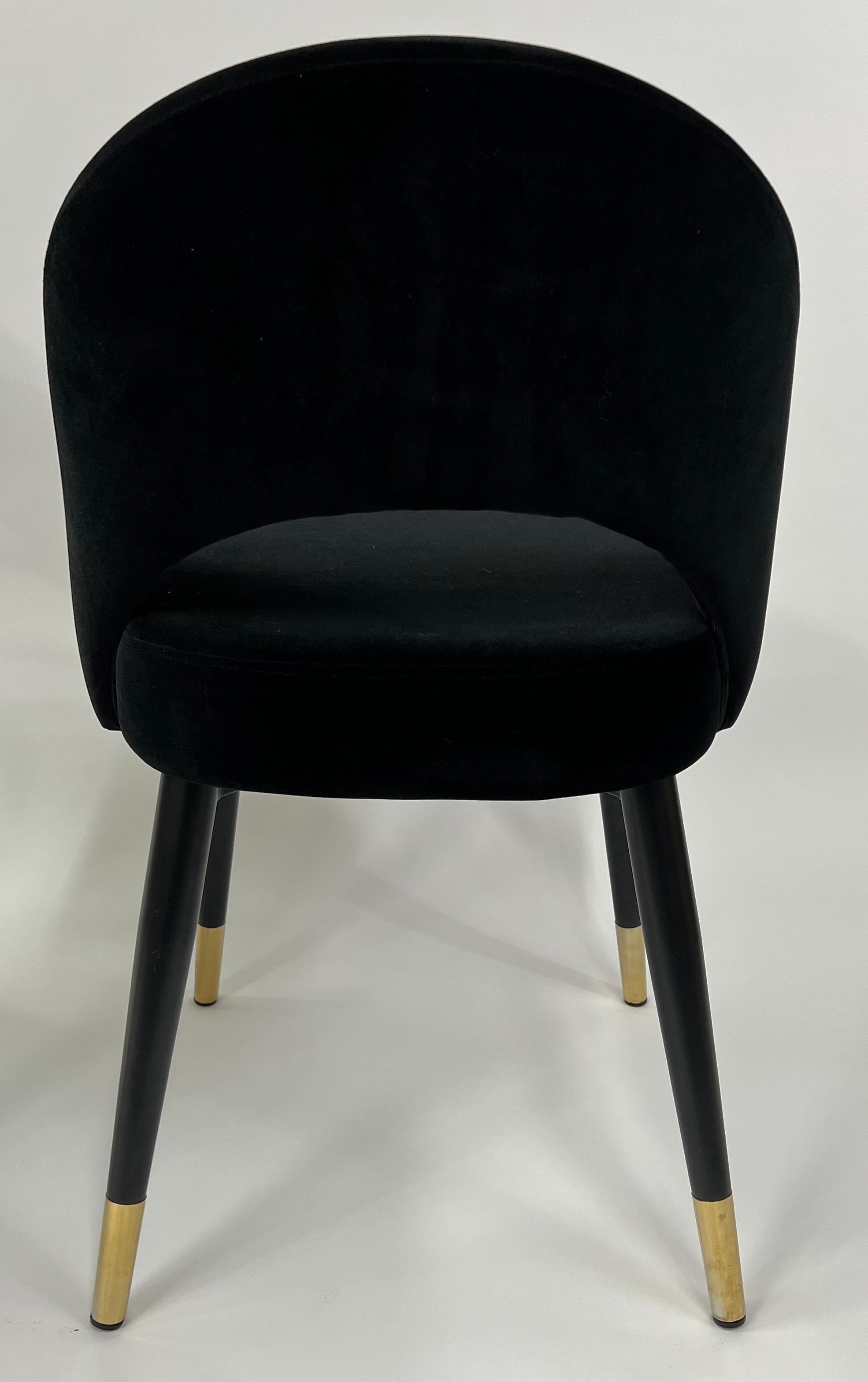 Mid-Century Modern Style Black Suede Barrel Dining or Side Chair, a Set of 4 2