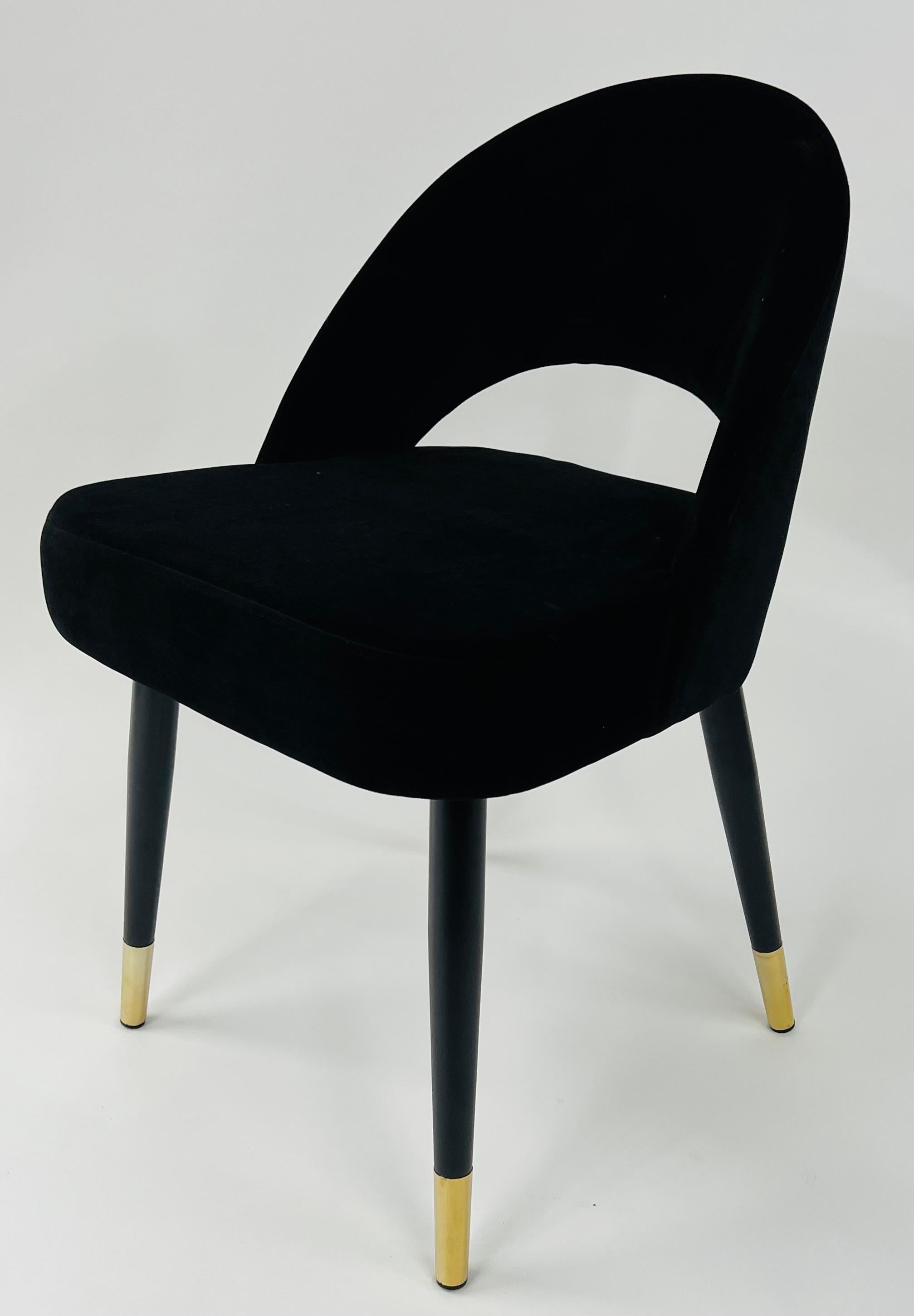 Mid-Century Modern Style Black Suede Barrel Dining or Side Chair, a Set of 4 4